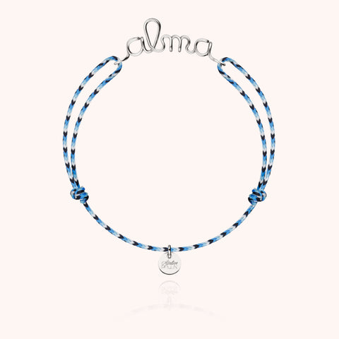 Slim Knot Personalized Cord Bracelet - 18k white gold