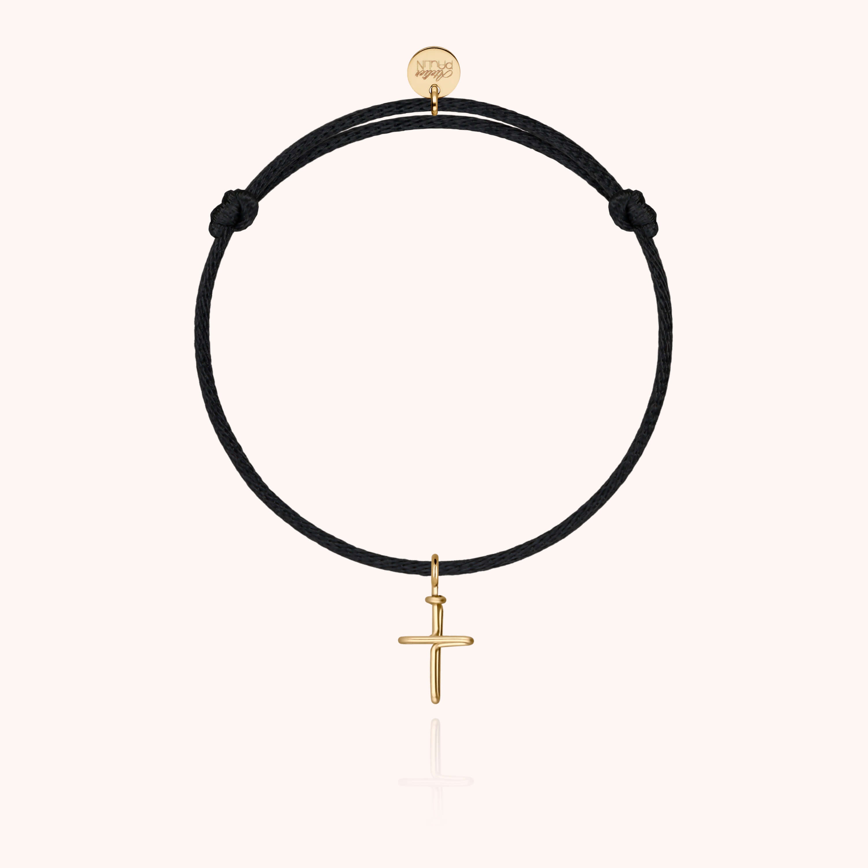 Bracelet Cordon Charms Symbolic Croix - or jaune 750/1000