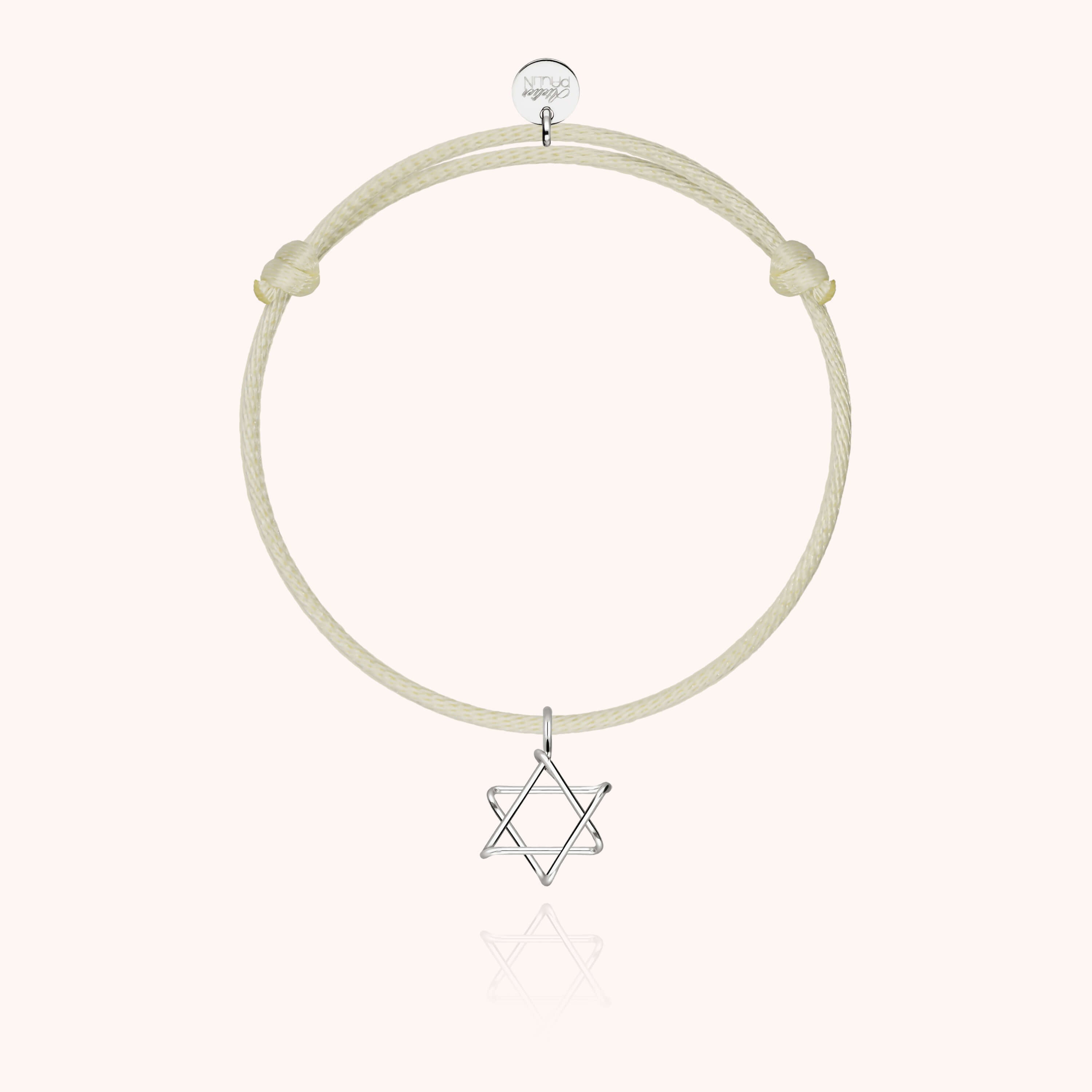 Bracelet Cordon Charms Symbolic Étoile de David - or blanc 750/1000