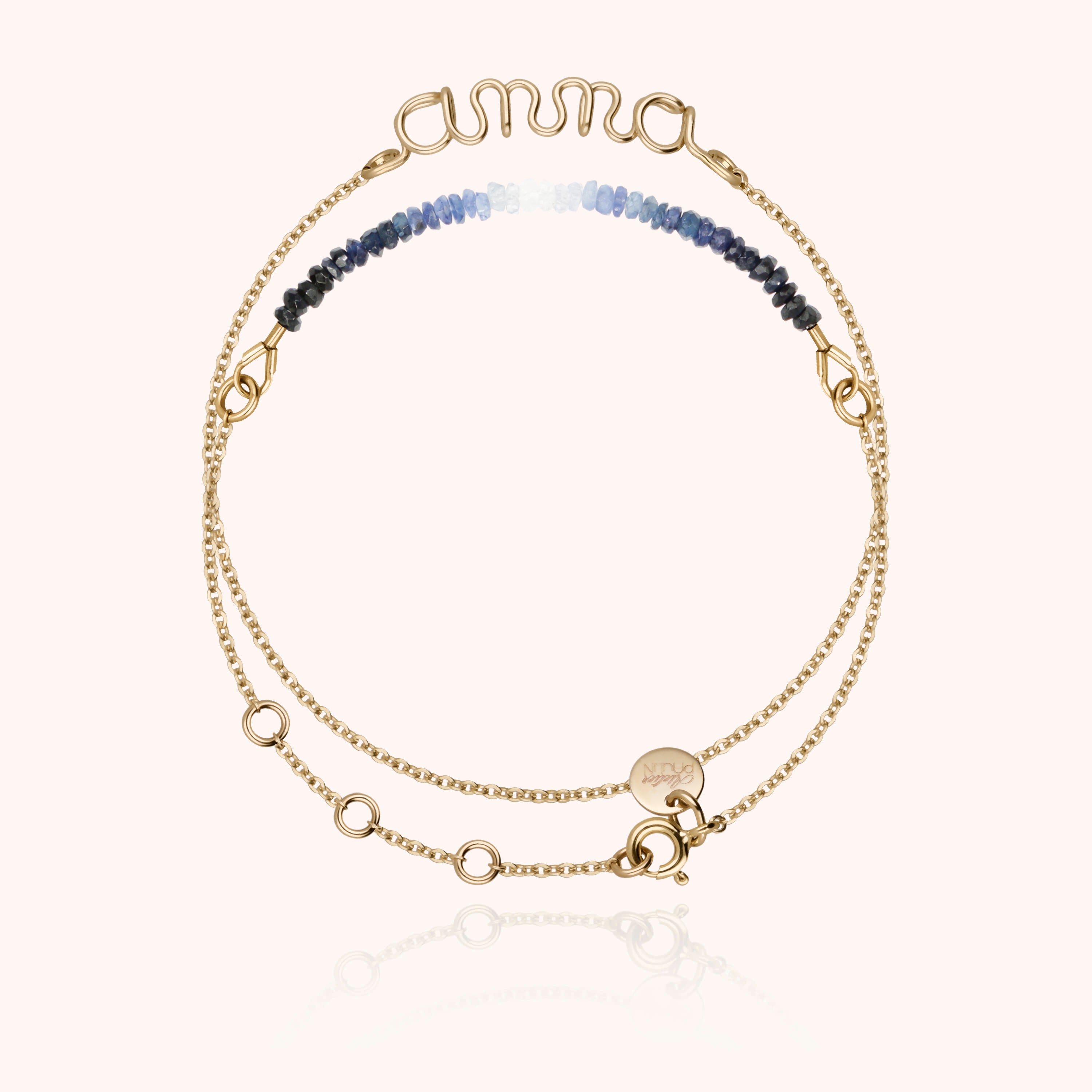 Bracelet Double Tour Personnalisé - saphir bleu — façonné à la main à Paris