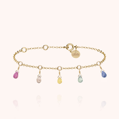 14k yellow gold filled - rainbow sapphire
