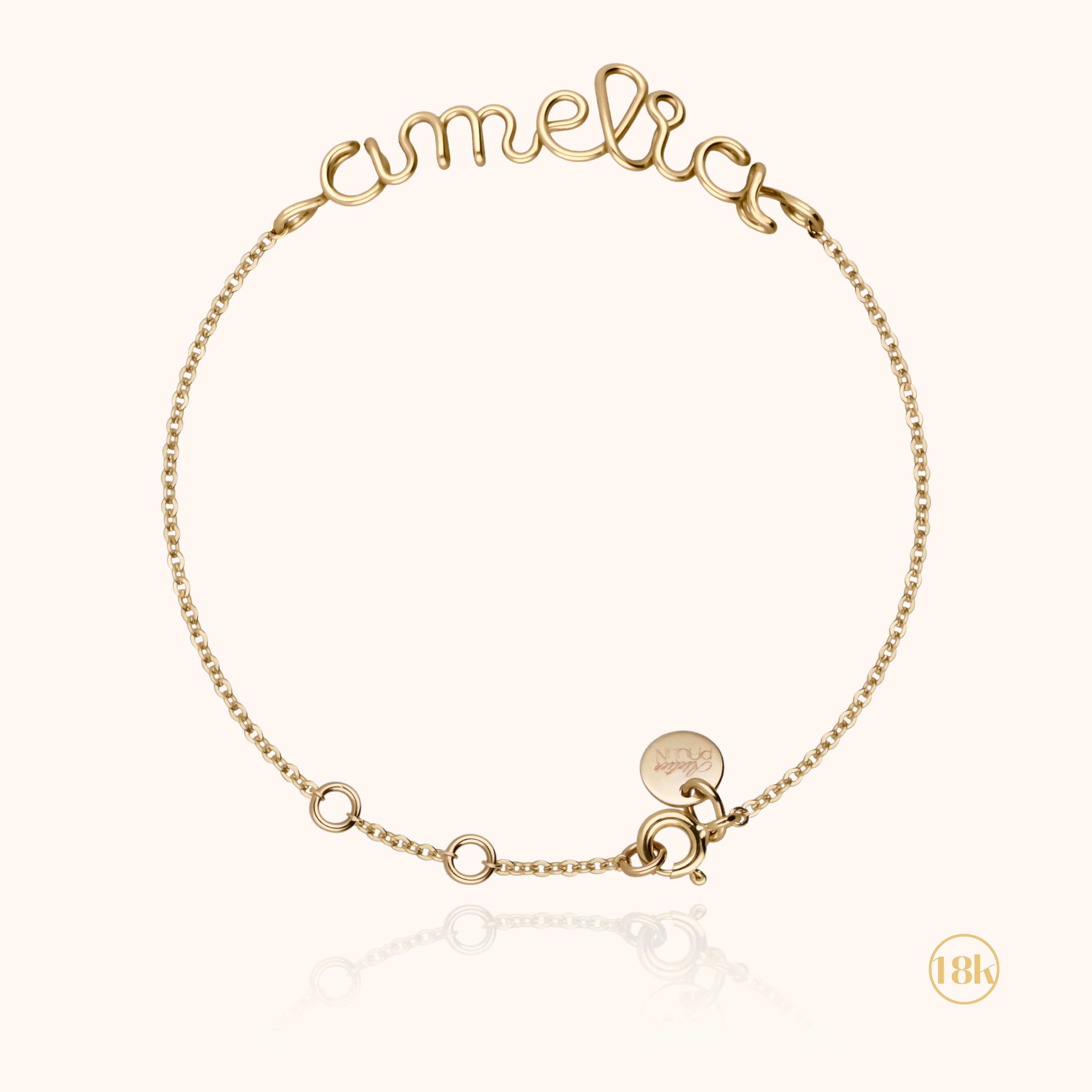 Bracelet Richelieu Personnalisé — détail façonnage à la main, or jaune 18K