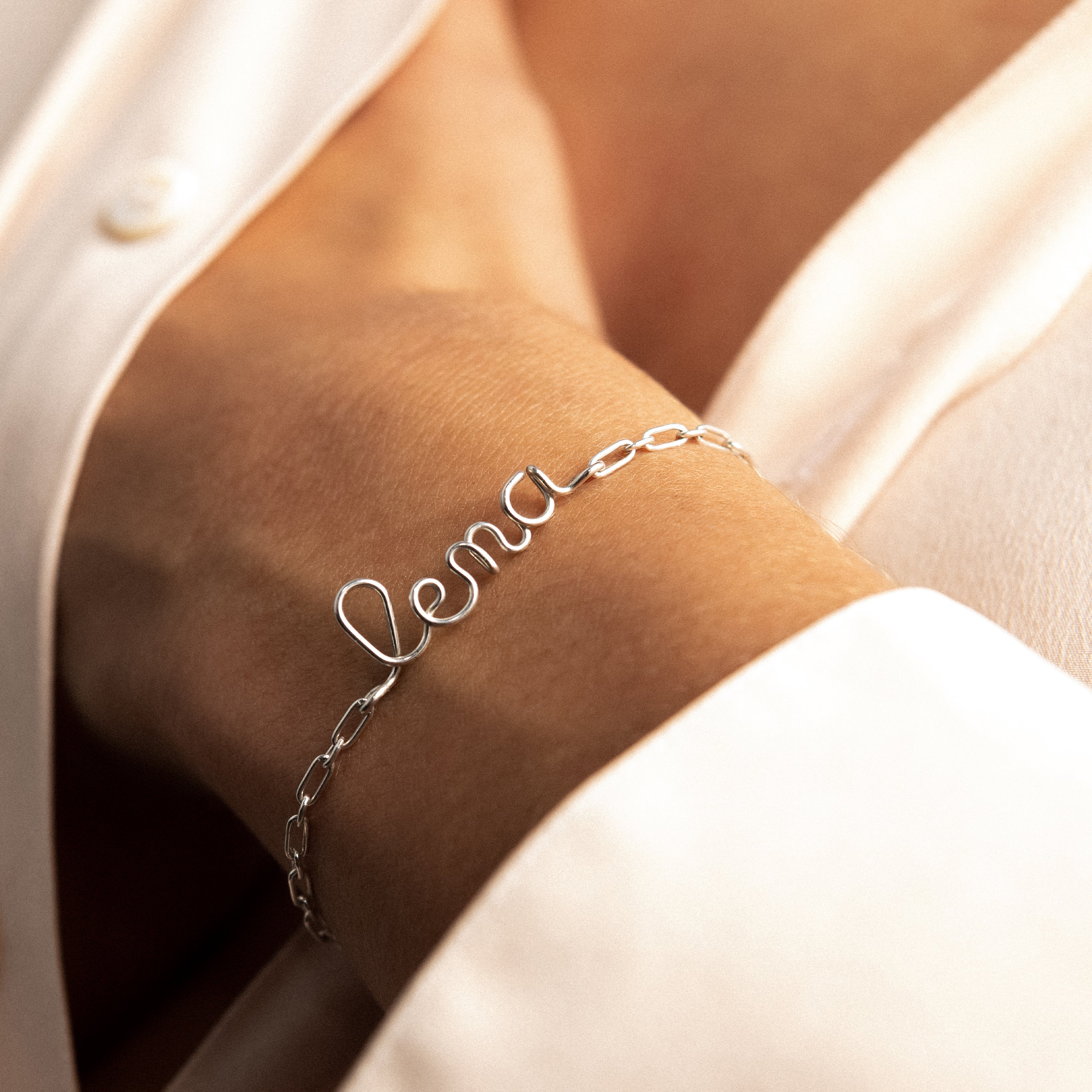 Richelieu Personalized Rectangle Chain Bracelet - silver