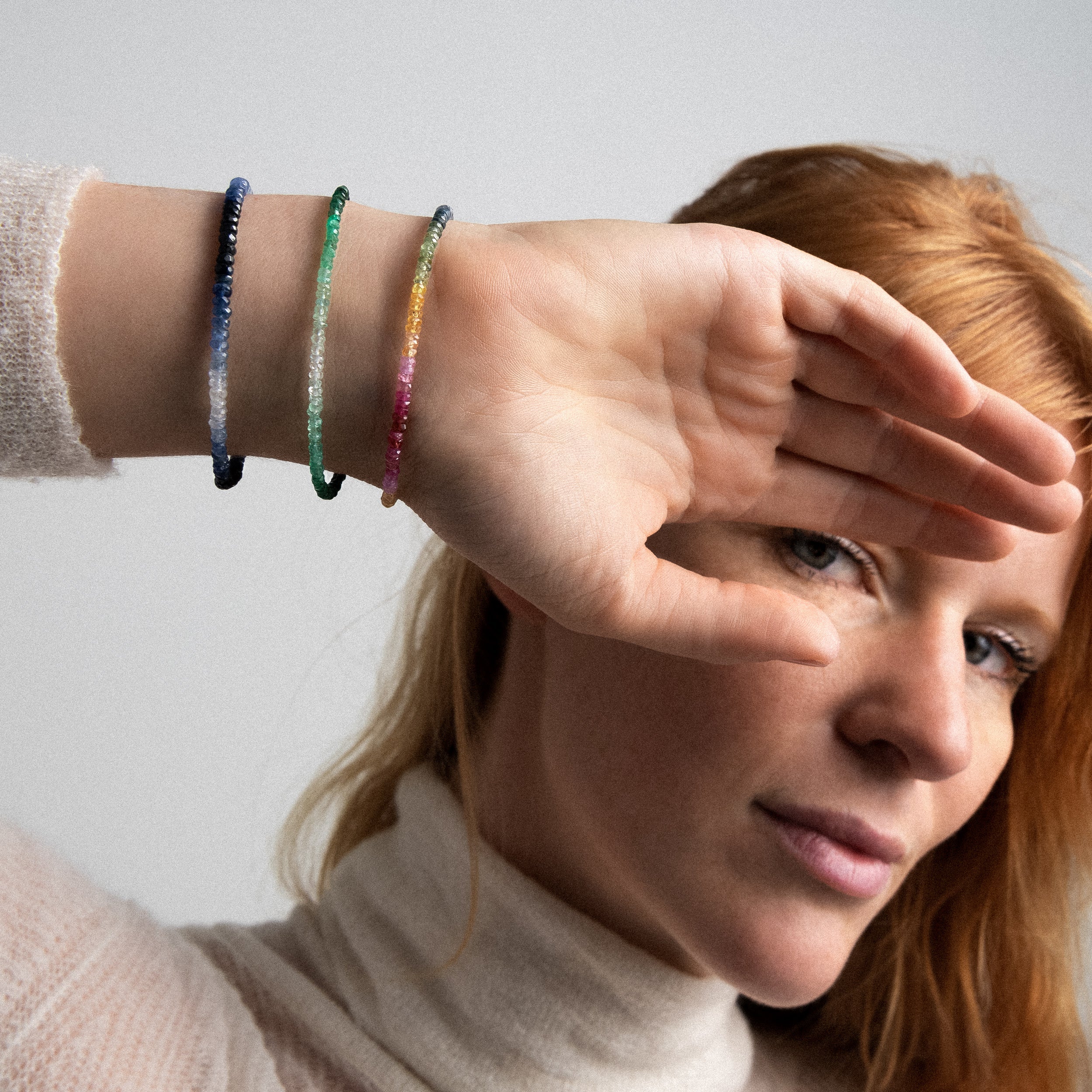 Bracelet Rivière - saphir rainbow — finition artisanale du bijou