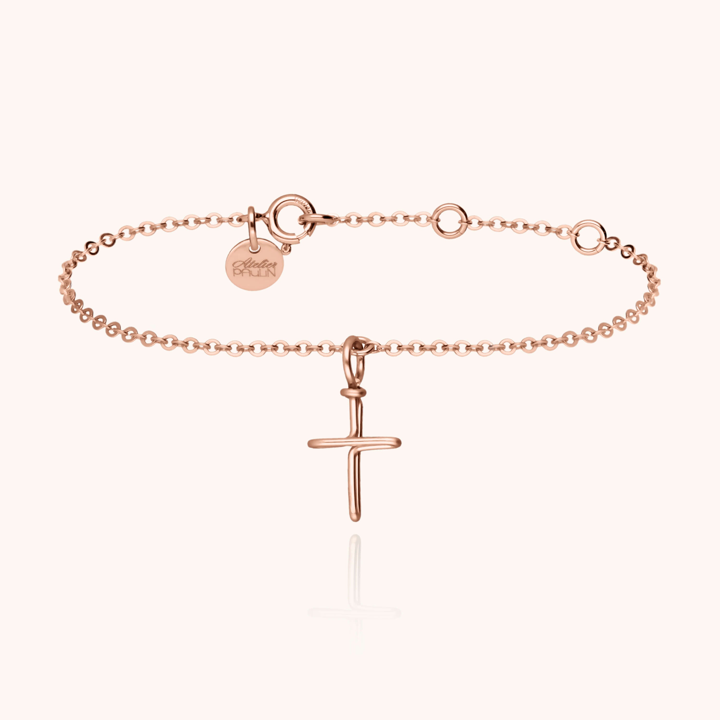 Bracelet Symbolic Charms Croix - or rose laminé