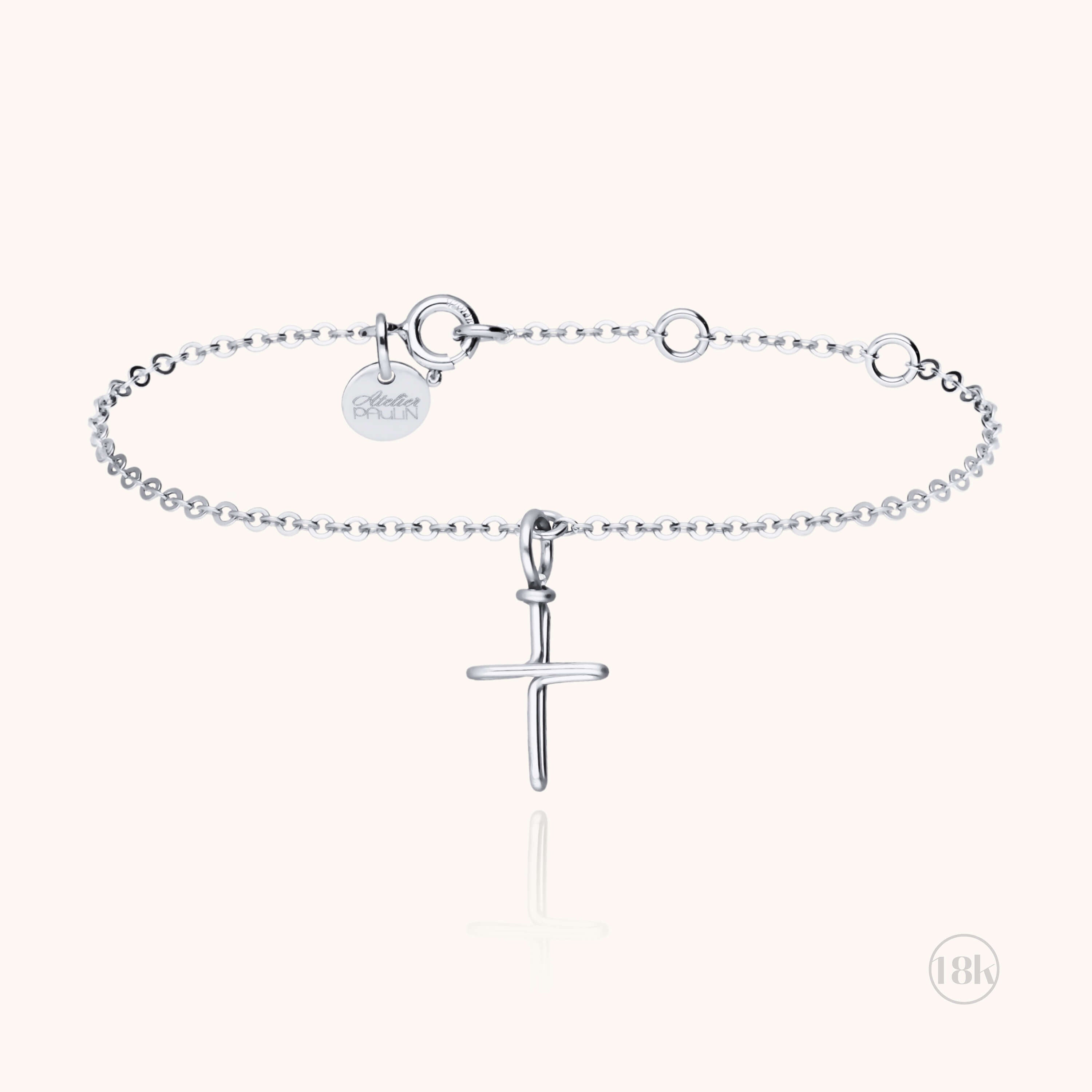 Bracelet Symbolic Charms Croix - or blanc 750/1000