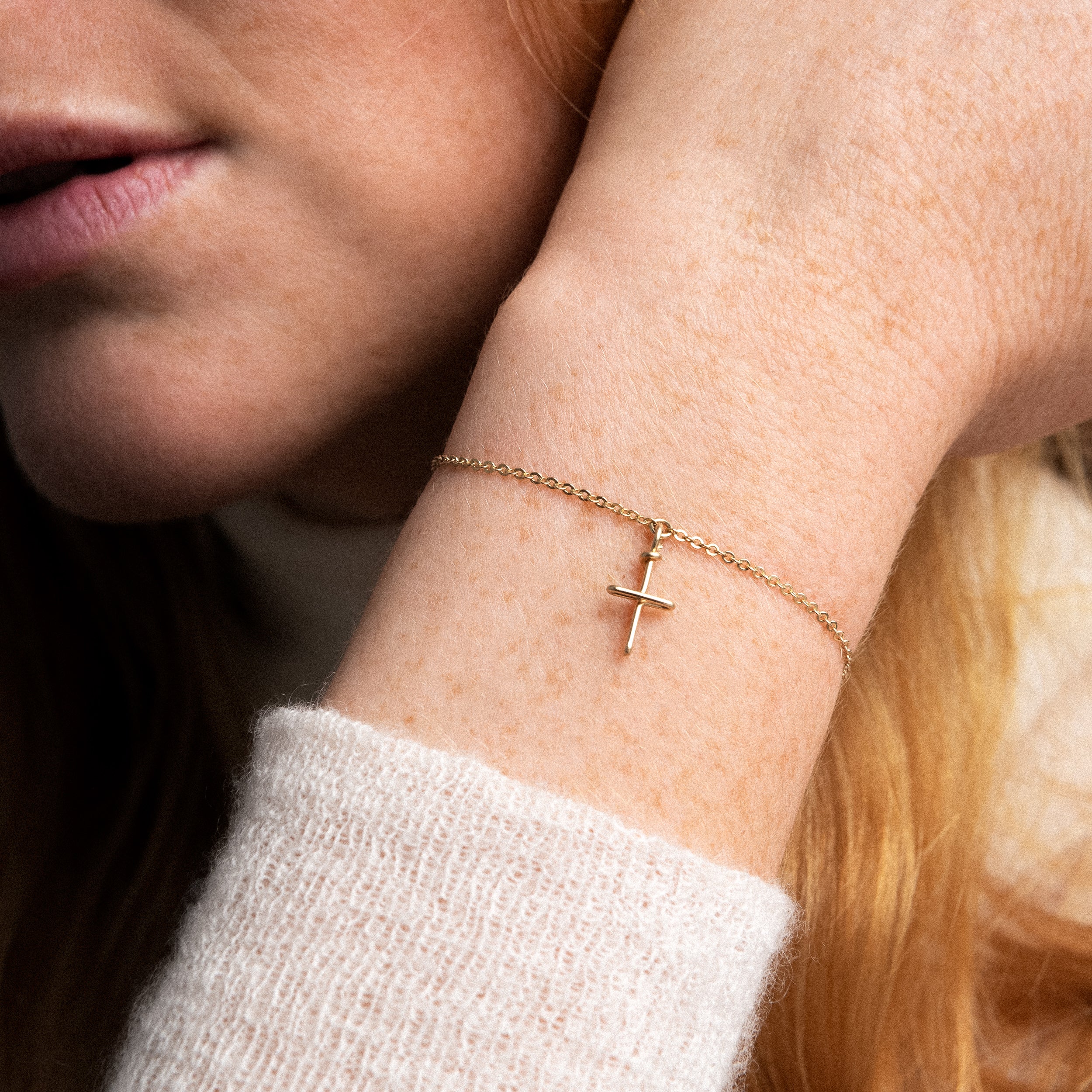 Cross Symbolic Charms Bracelet - 14k yellow gold filled