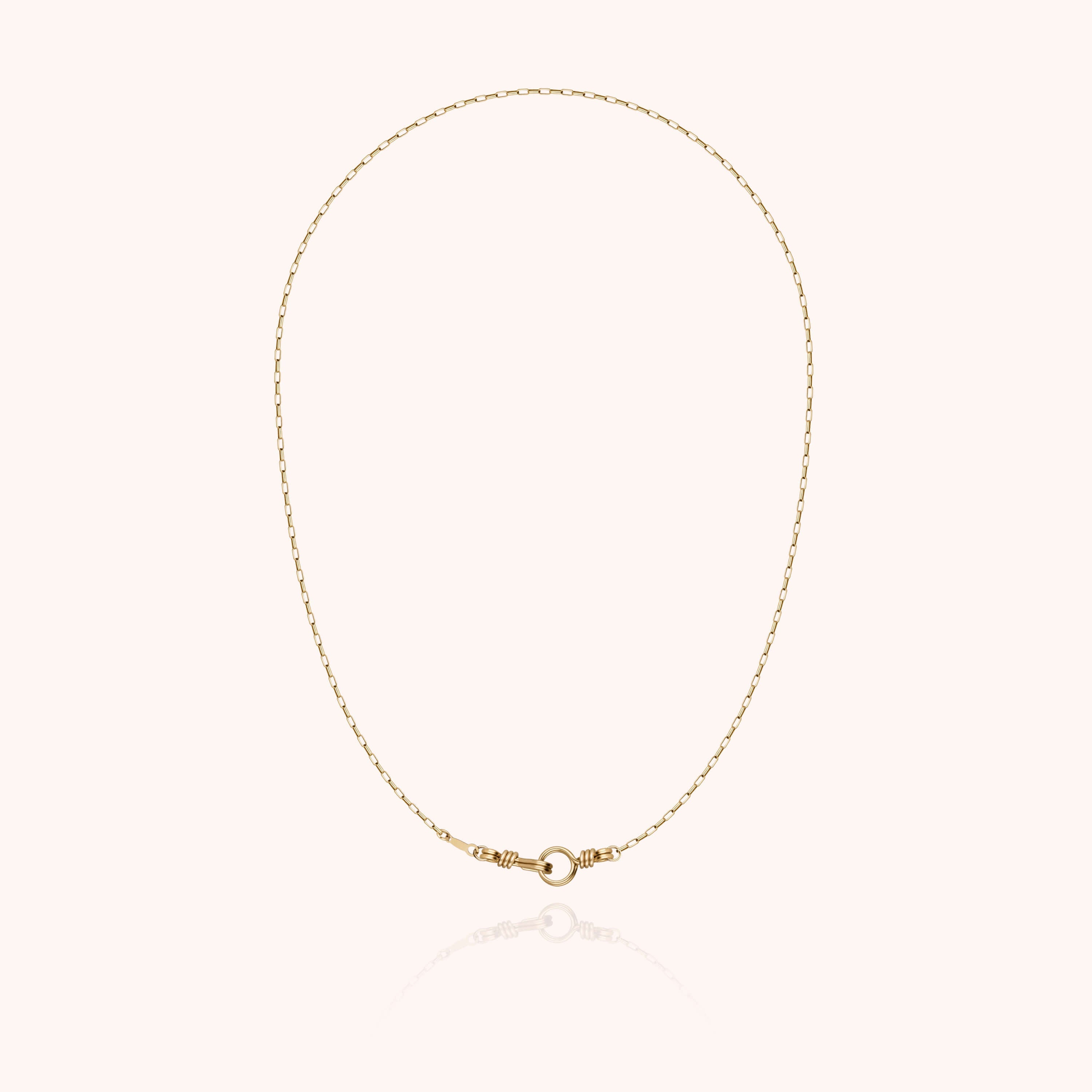 Collier Chaîne Rectangle Attache moi en or jaune laminé — bijou fait main Atelier Paulin