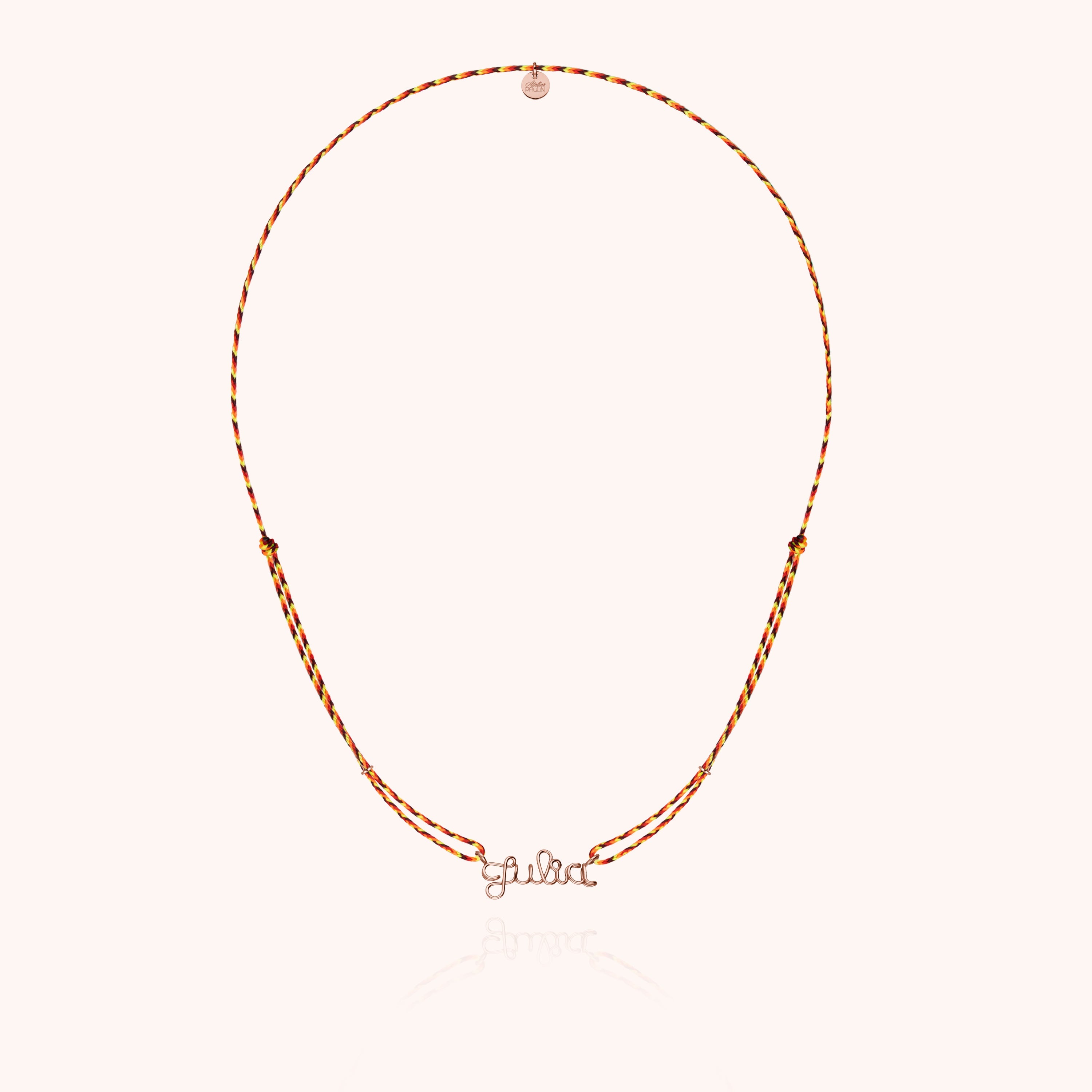Collier Cordon Slim Knot Personnalisé en or rose laminé — bijou fait main Atelier Paulin