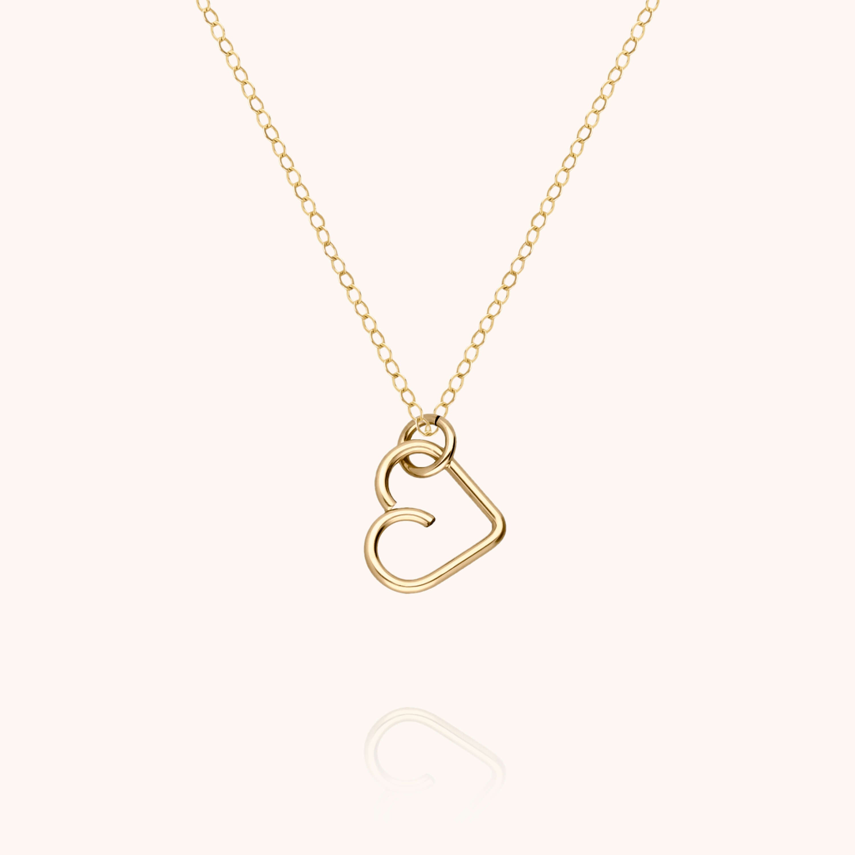 Collier Charms Lucky One Coeur en or jaune laminé — bijou artisanal fait main