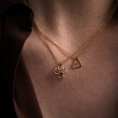 alternate image of Lucky One Heart Charms Necklace- 14k yellow gold filled