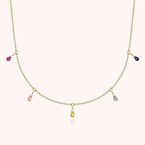 14k yellow gold filled - rainbow sapphire