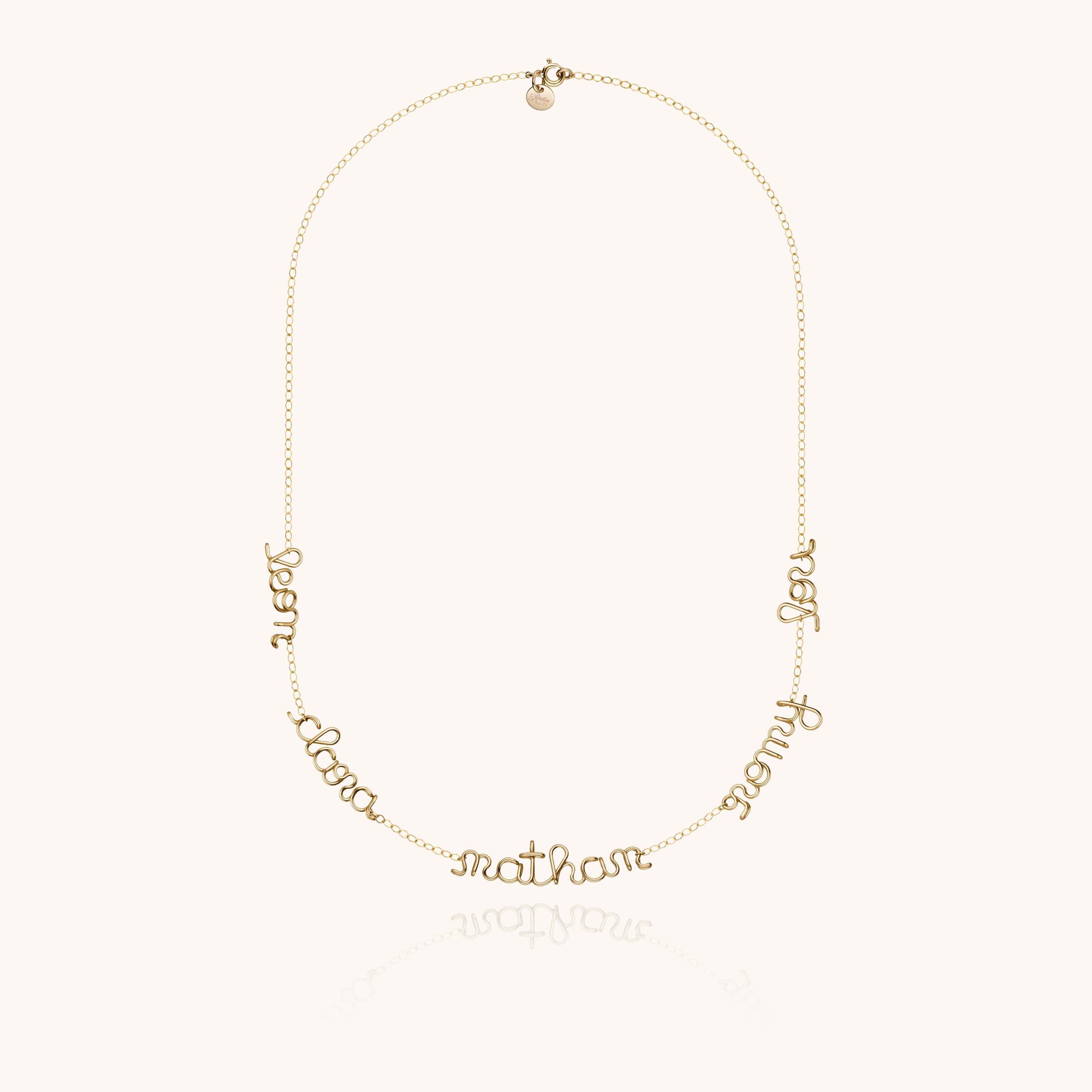 Collier Mantra Original Personnalisé — détail du fil métallique, or jaune laminé