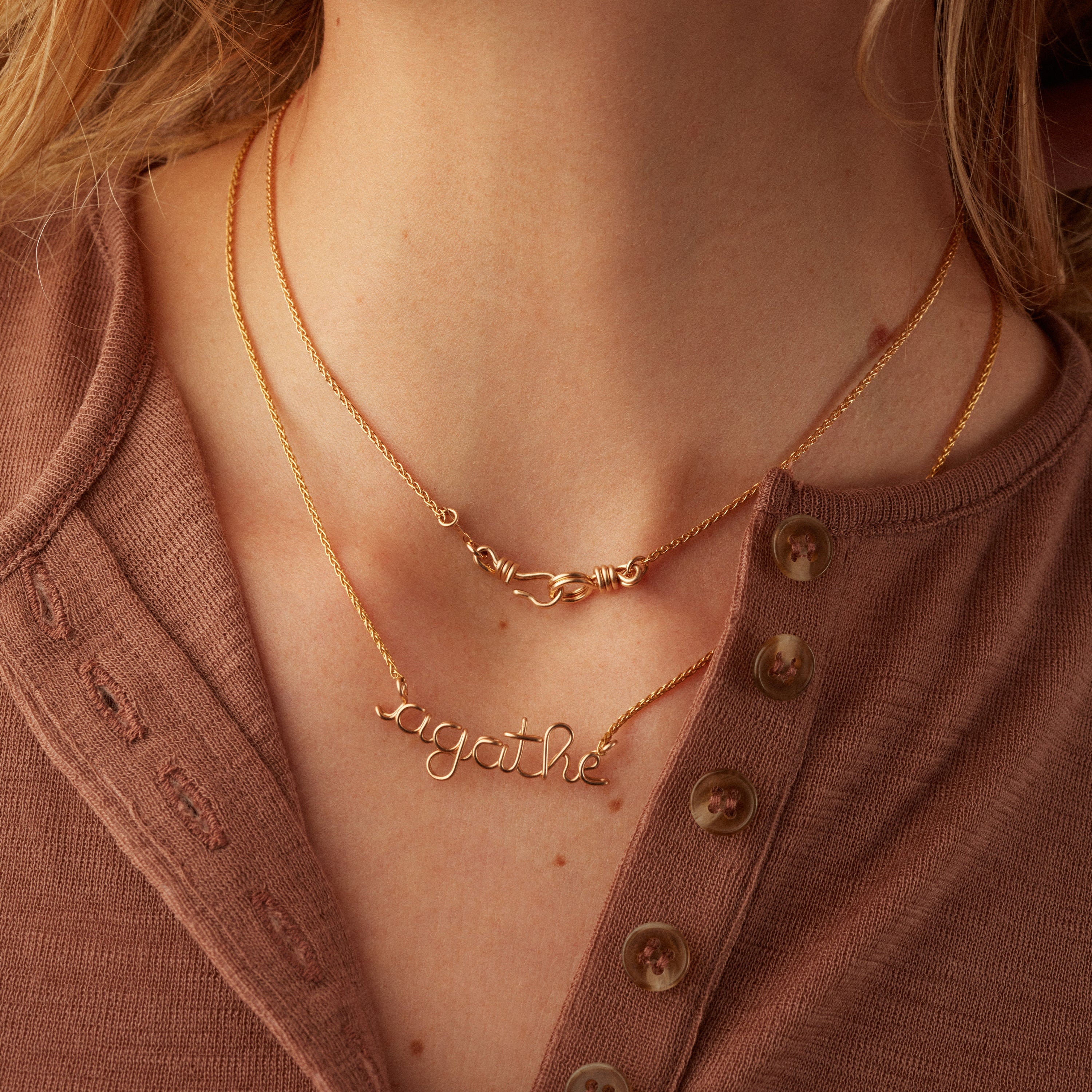 Collier Richelieu Chaîne Rope Personnalisé - or jaune laminé