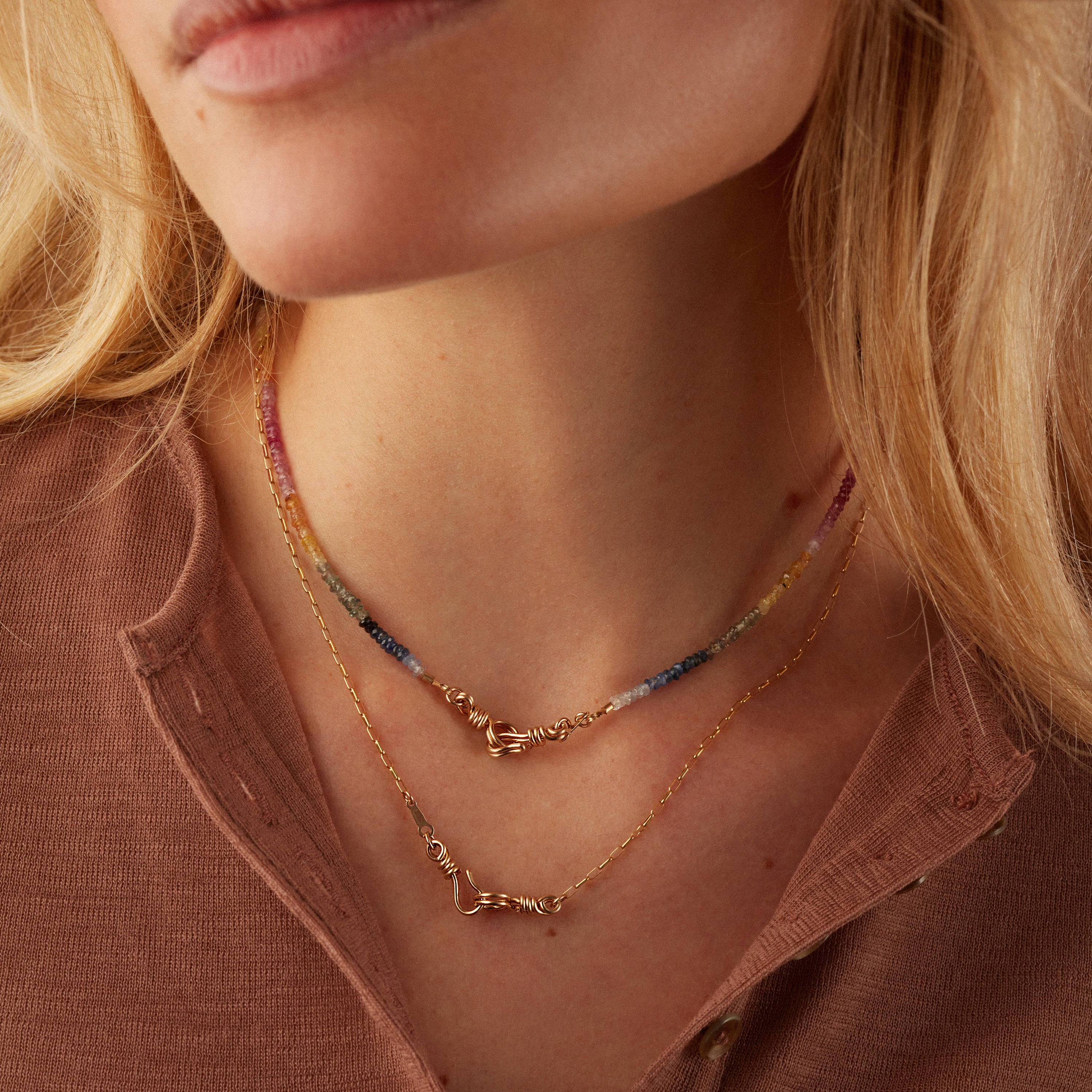 Rectangle Chain Necklace Attach me - laminated yellow gold