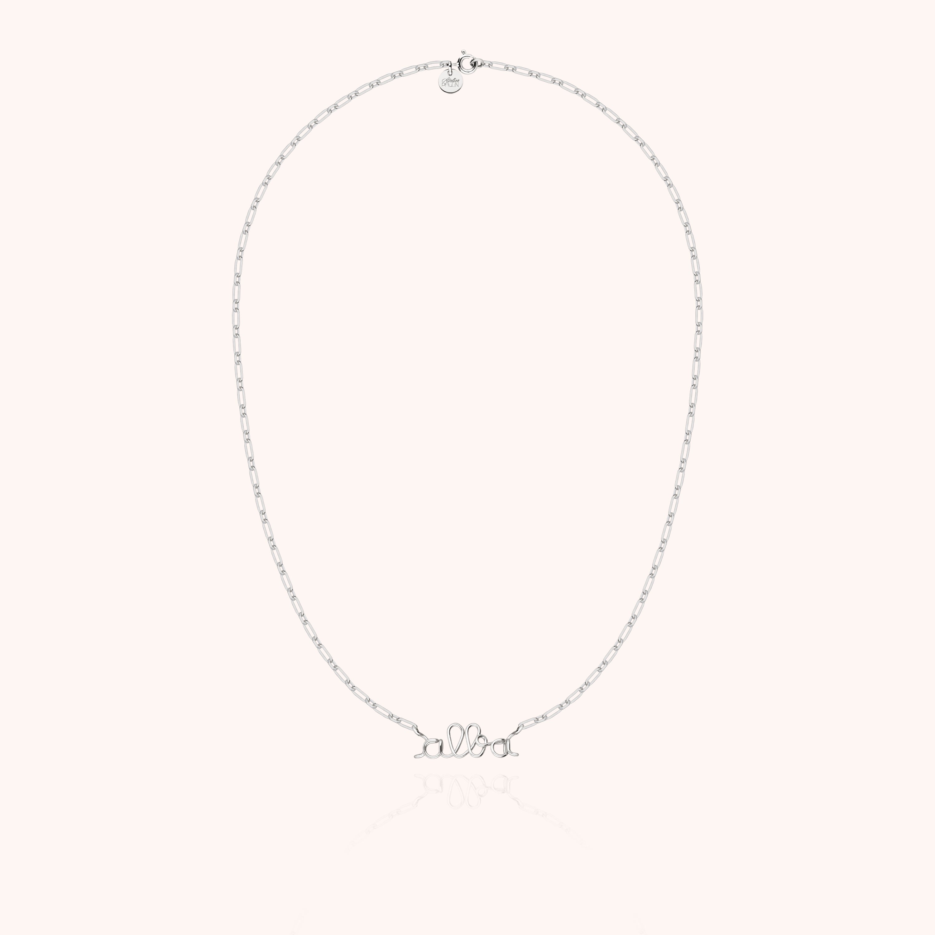 Collier Richelieu Chaîne Rectangle Personnalisé porté au cou — argent sterling 925 livraison express sécurisée