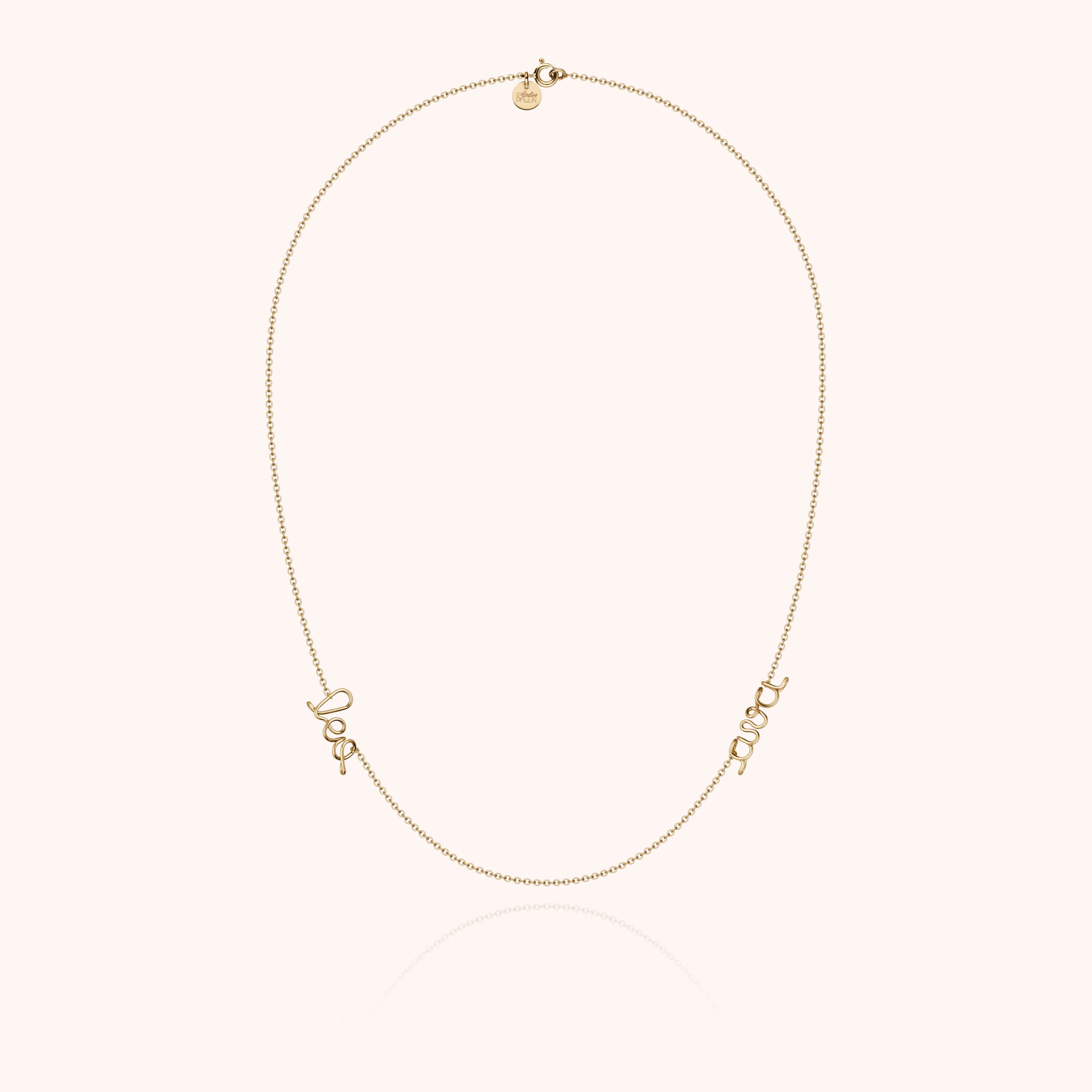 Collier Richelieu Duo Personnalisé porté au cou — or jaune 18K livraison soigneuse garantie