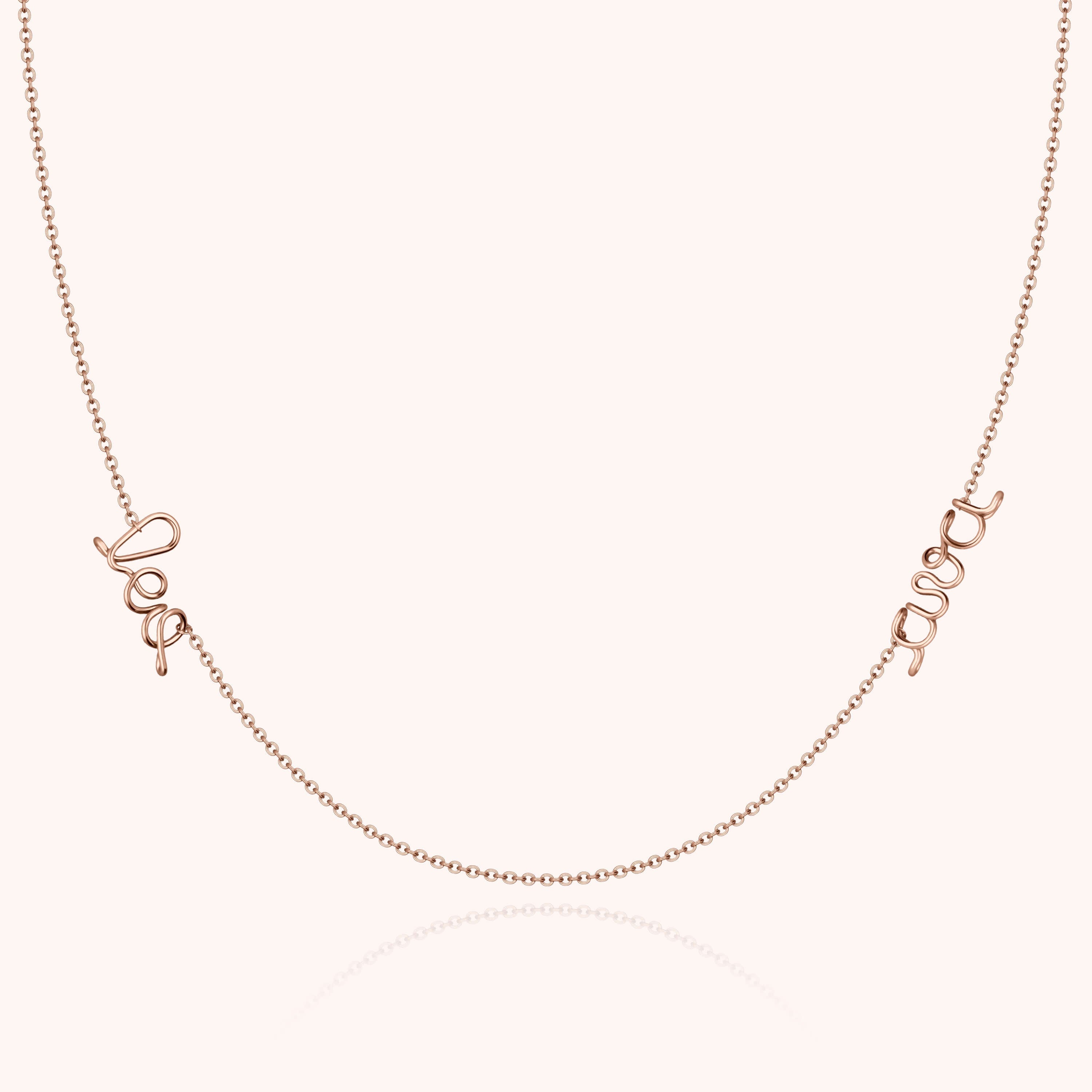 Collier Richelieu Duo Personnalisé en or rose 18K — bijou artisanal fait main