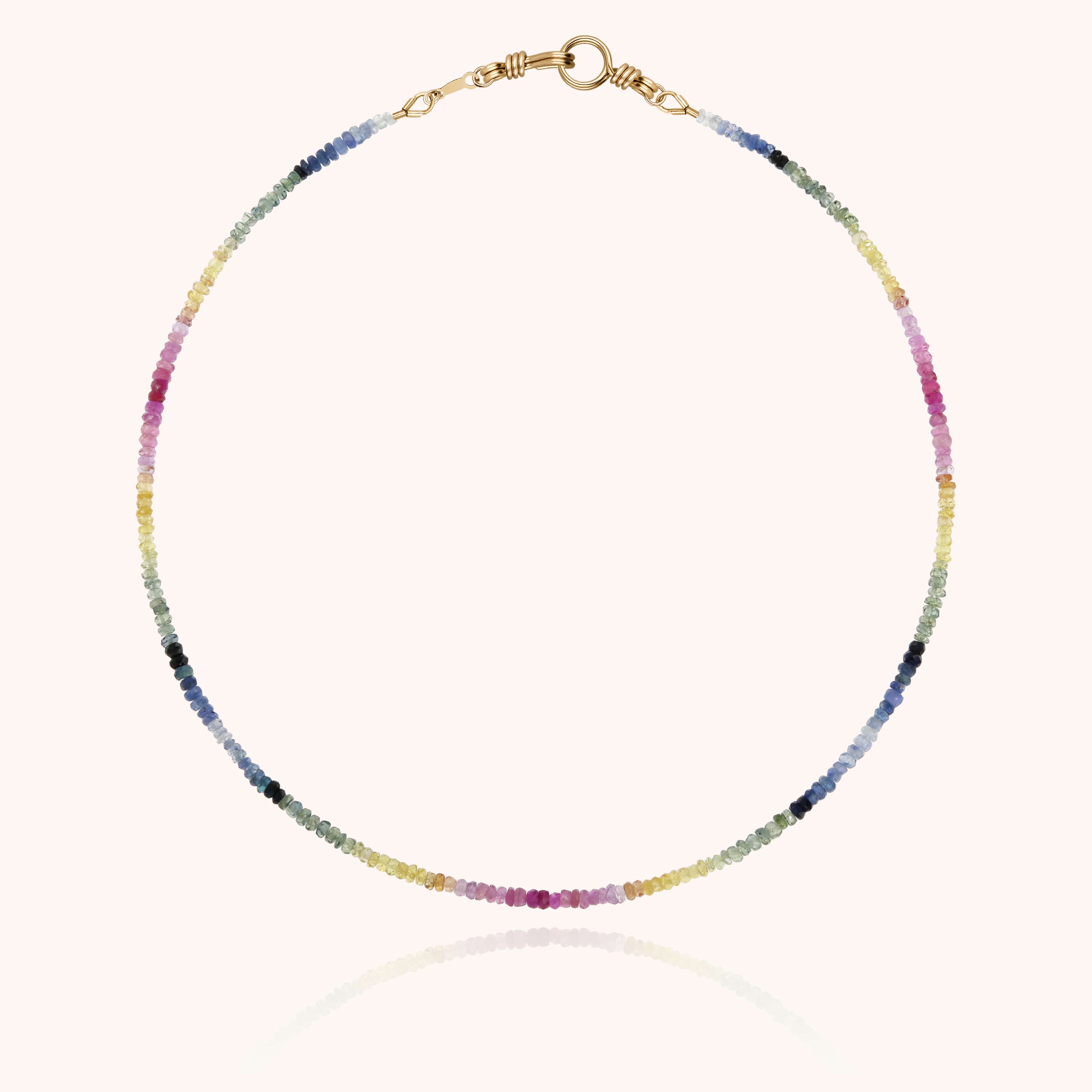 Collier Ras de Cou Rivière Attache moi - saphir rainbow — bijou artisanal fait main