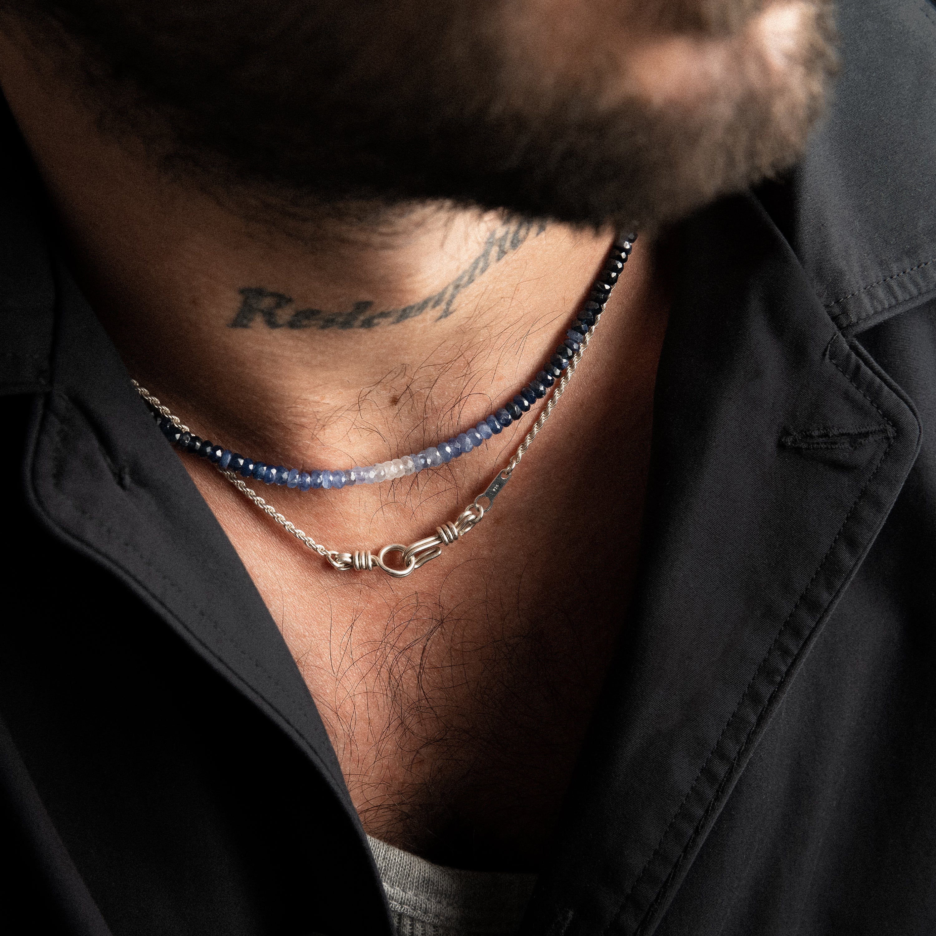 Collier Ras de Cou Rivière - saphir bleu