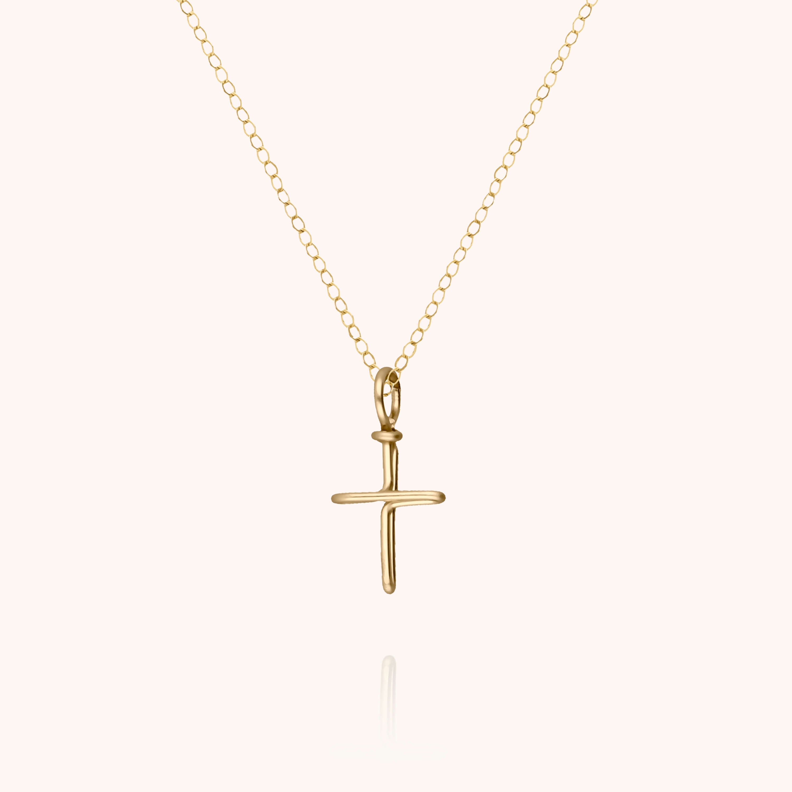 Collier Charms Symbolic Croix - or jaune laminé