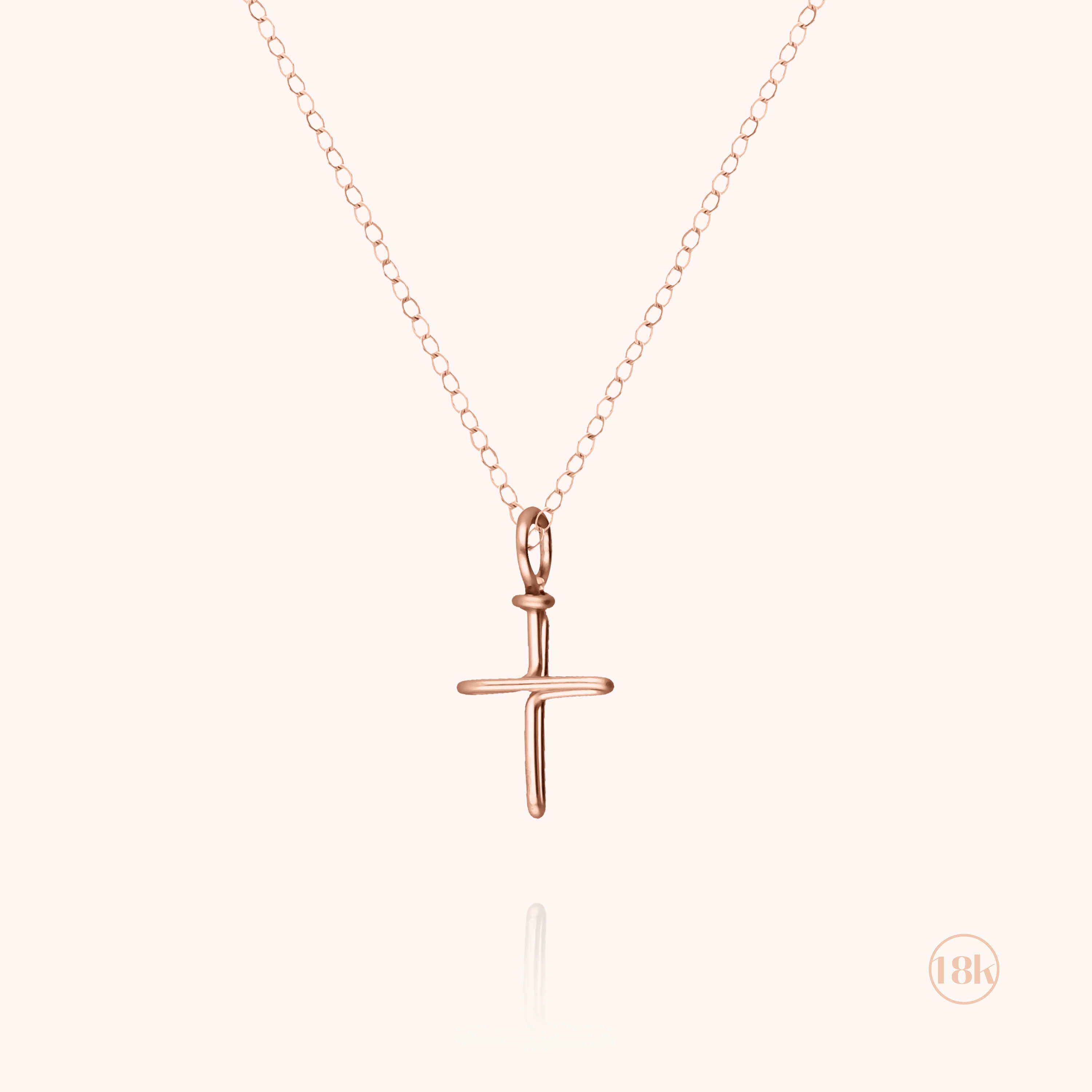 Collier Charms Symbolic Croix - or rose 750/1000