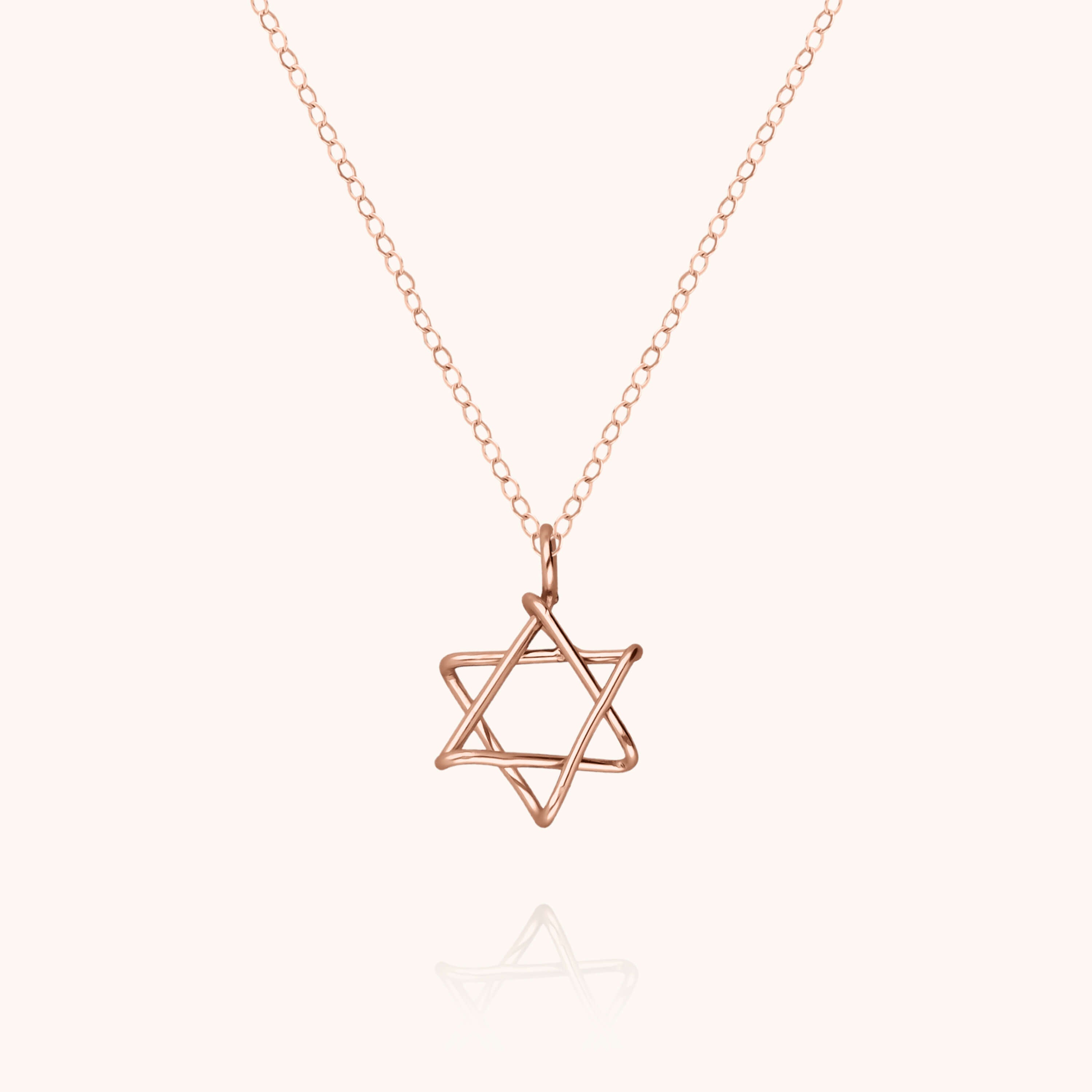 Star of David Symbolic Charms Necklace - 18k rose gold