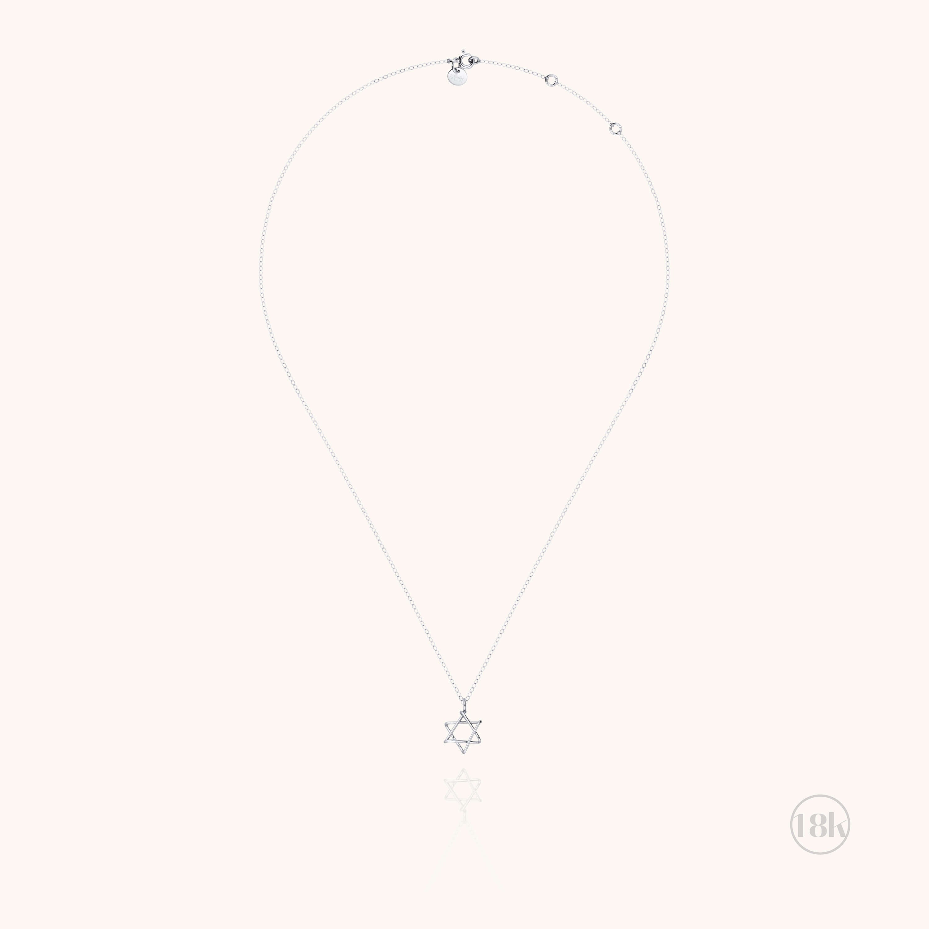 Collier Charms Symbolic Étoile de David - or blanc 750/1000