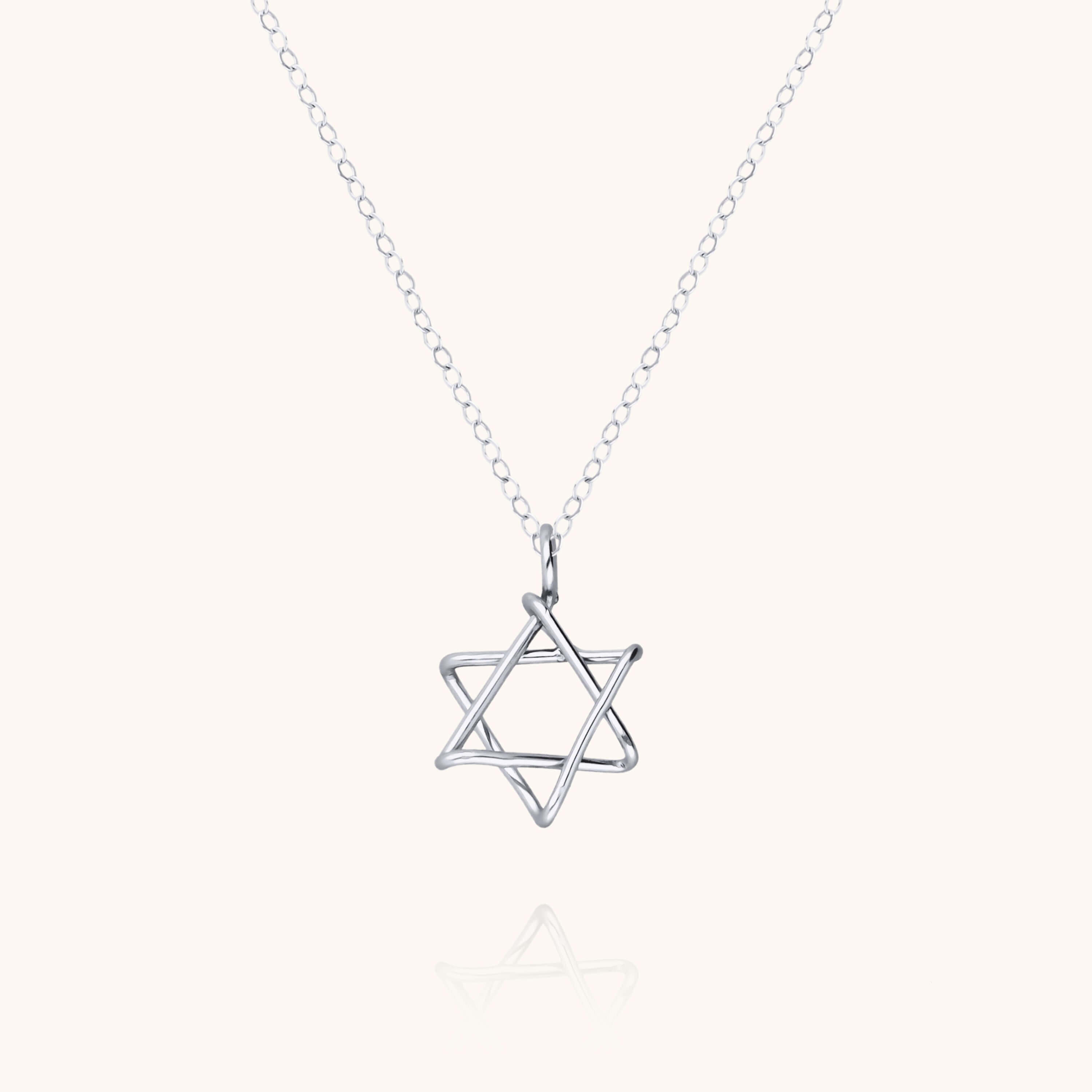 Star of David Symbolic Charms Necklace - 18k white gold