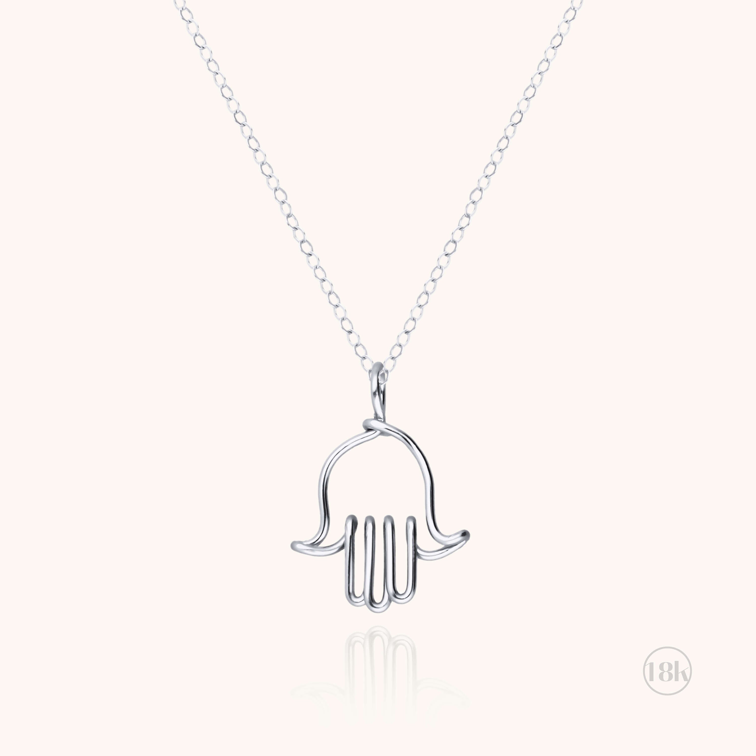 Collier Charms Symbolic Main de Fatma - or blanc 750/1000