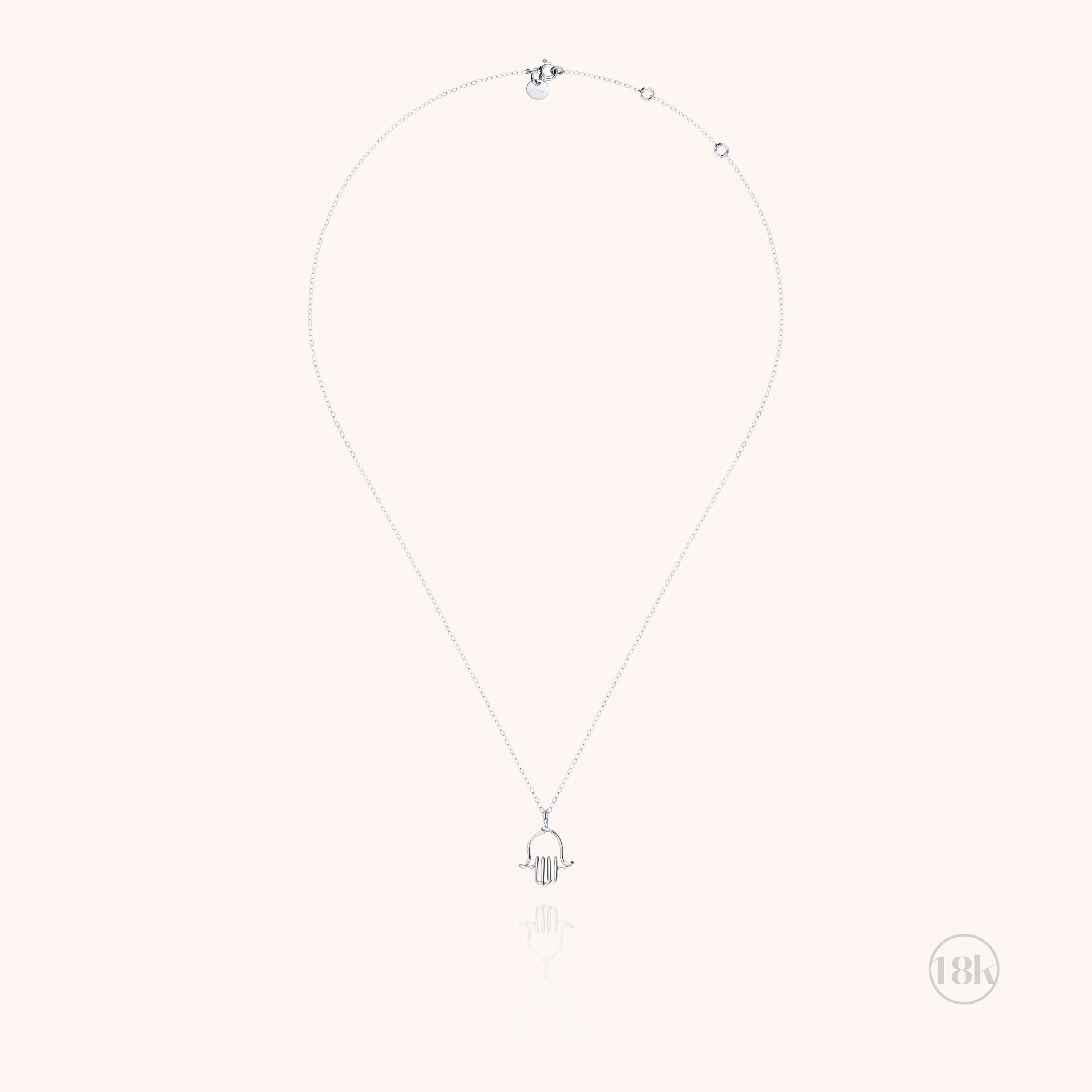 Collier Charms Symbolic Main de Fatma - or blanc 750/1000