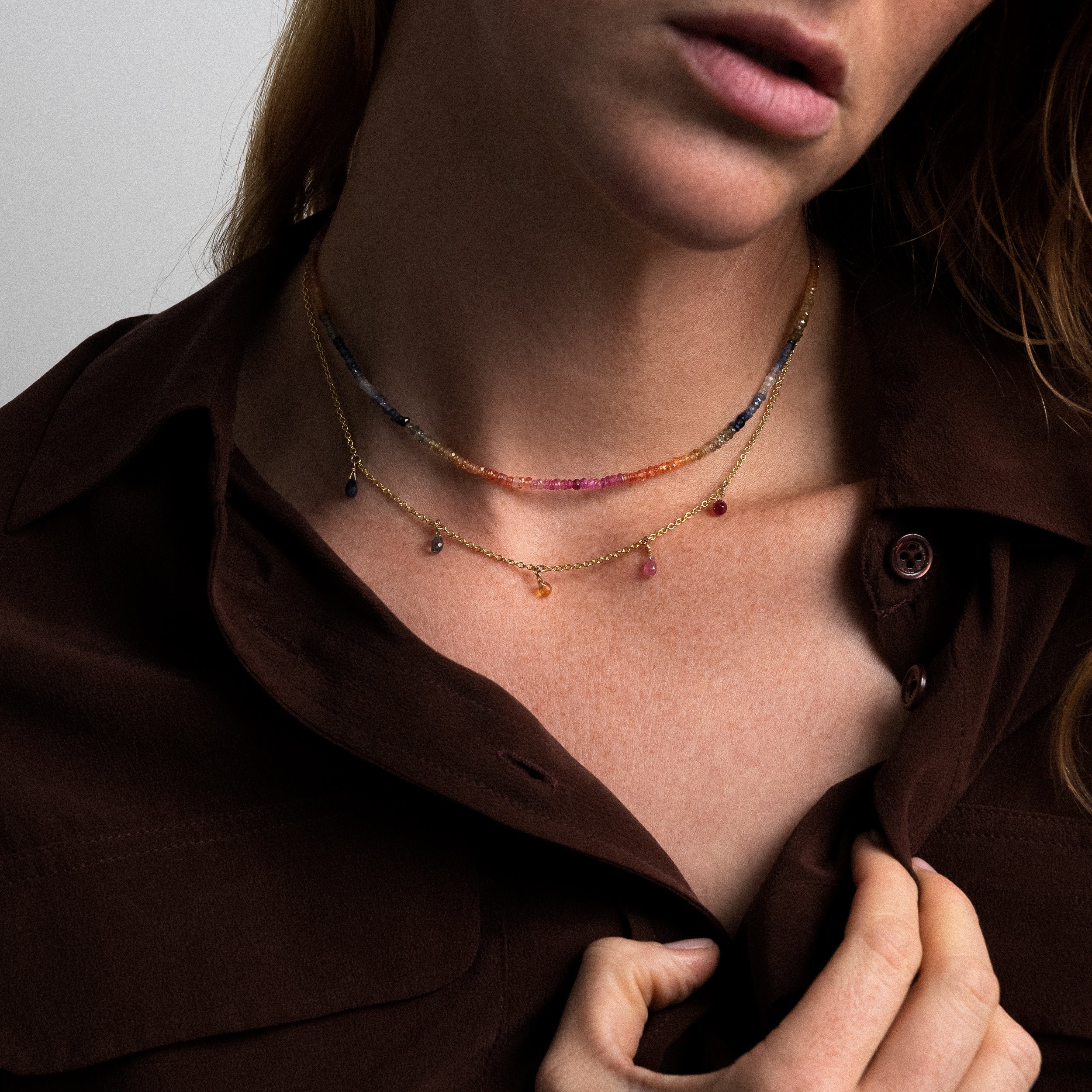 Collier Luna - saphir rainbow — cadeau unique et personnalisé