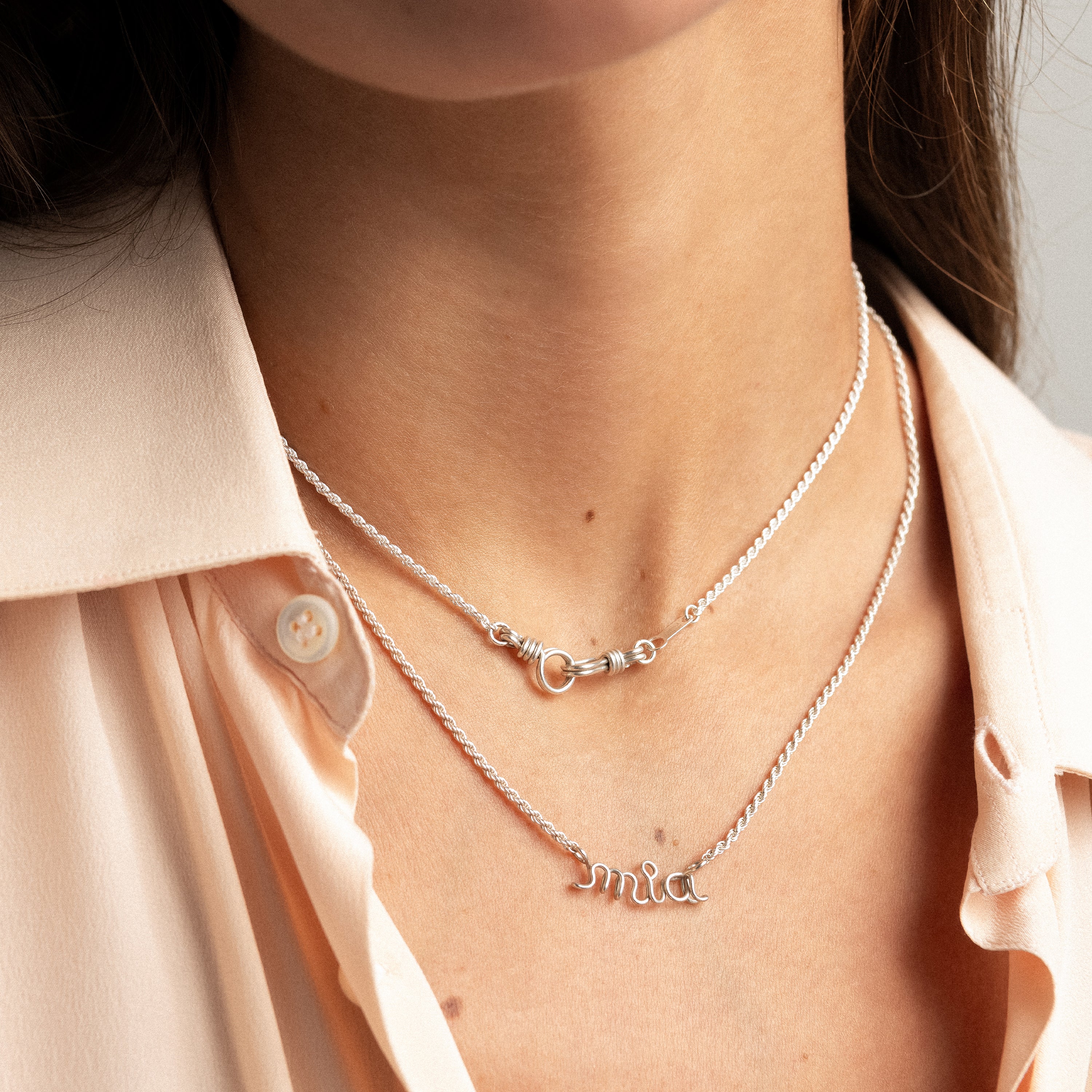 Richelieu Personalized Rope Chain Necklace - silver