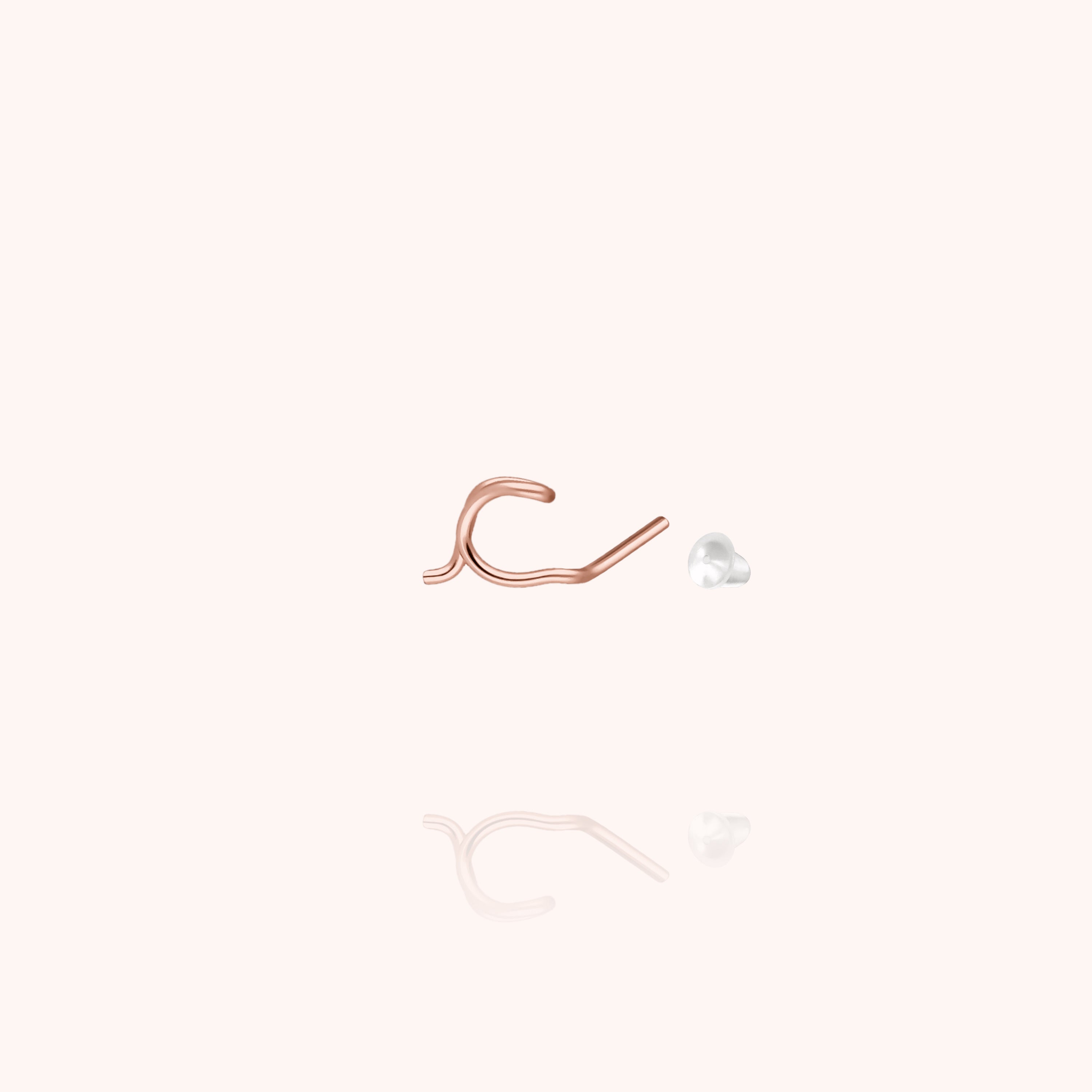 Puce d'Oreille Originale Initiale — détail du fil métallique, or rose laminé