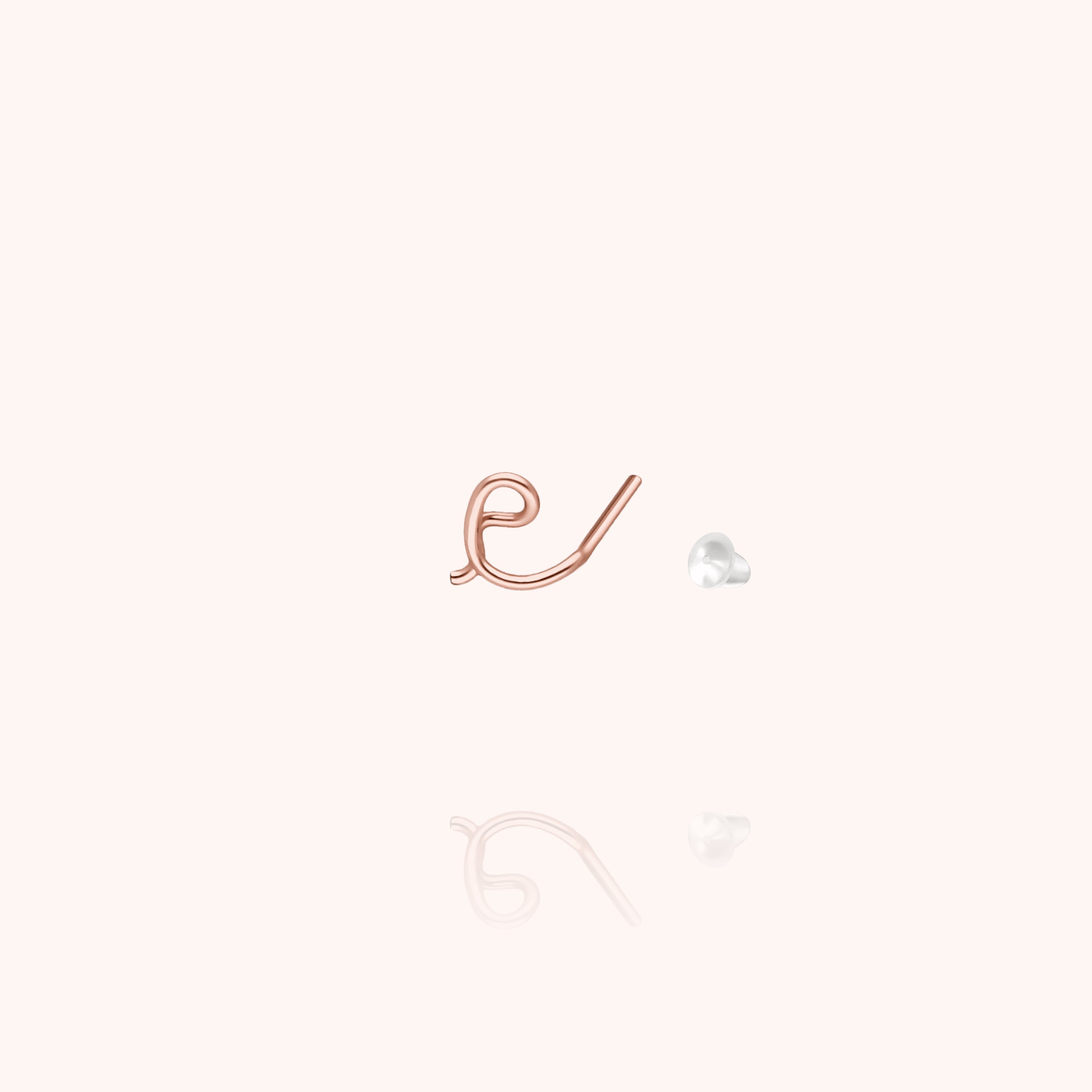 Puce d'Oreille Originale Initiale en or rose laminé — bijou durable garanti à vie