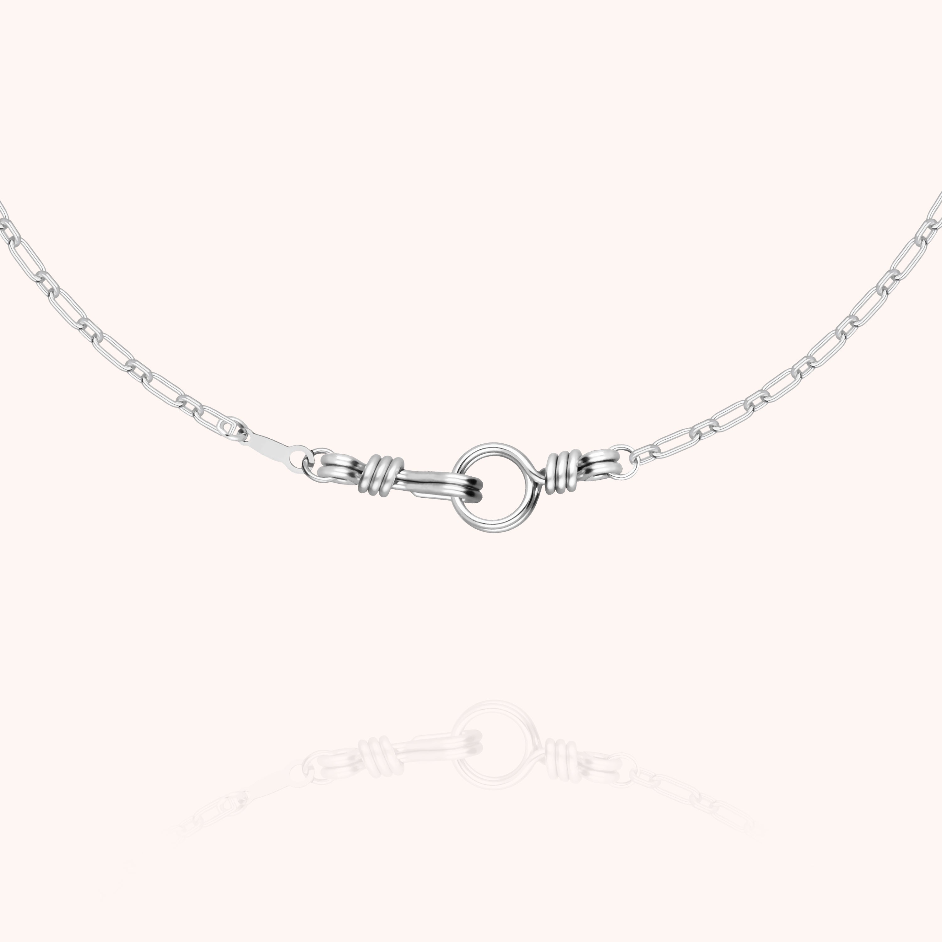 Collier Chaîne Rectangle Attache moi porté au cou — argent sterling 925 expédition rapide et sécurisée