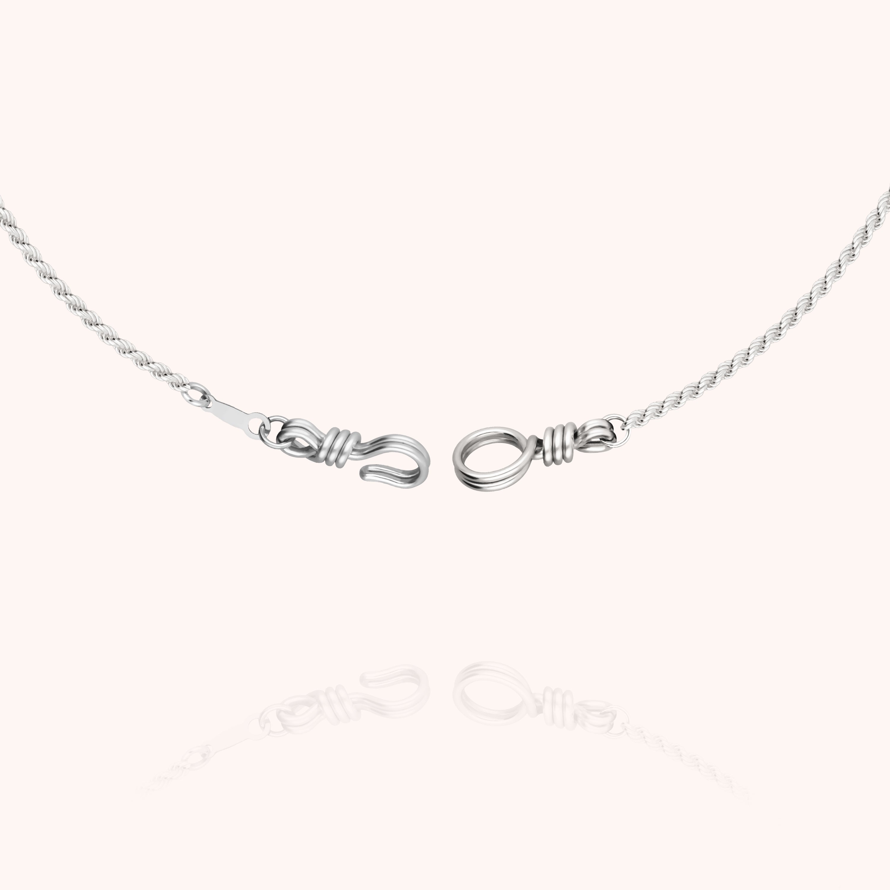 Collier Chaîne Rope Attache moi en argent sterling 925 — bijou durable garanti à vie