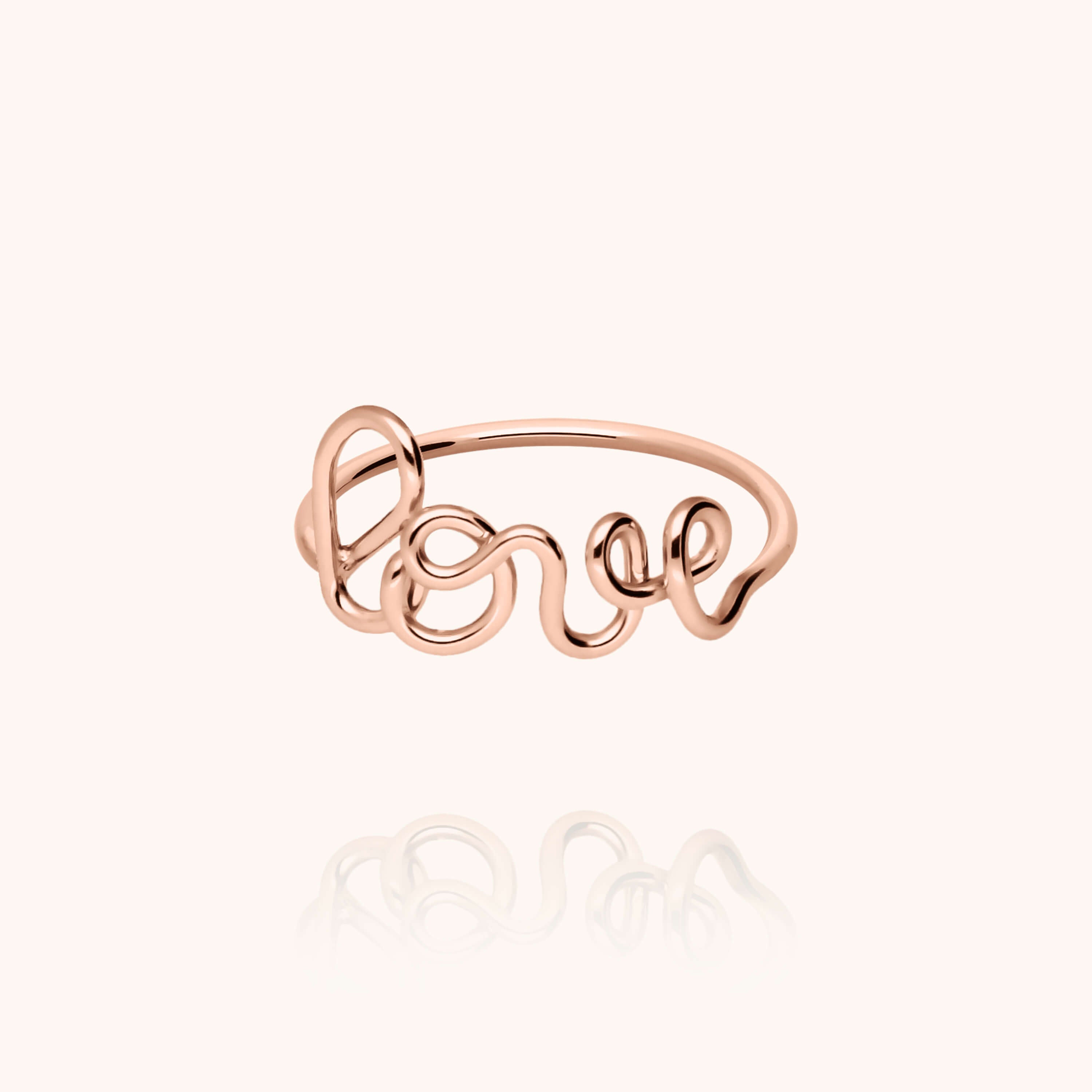 Bague Originale Love - or rose laminé initiale personnalisée gold filled 14k Atelier Paulin