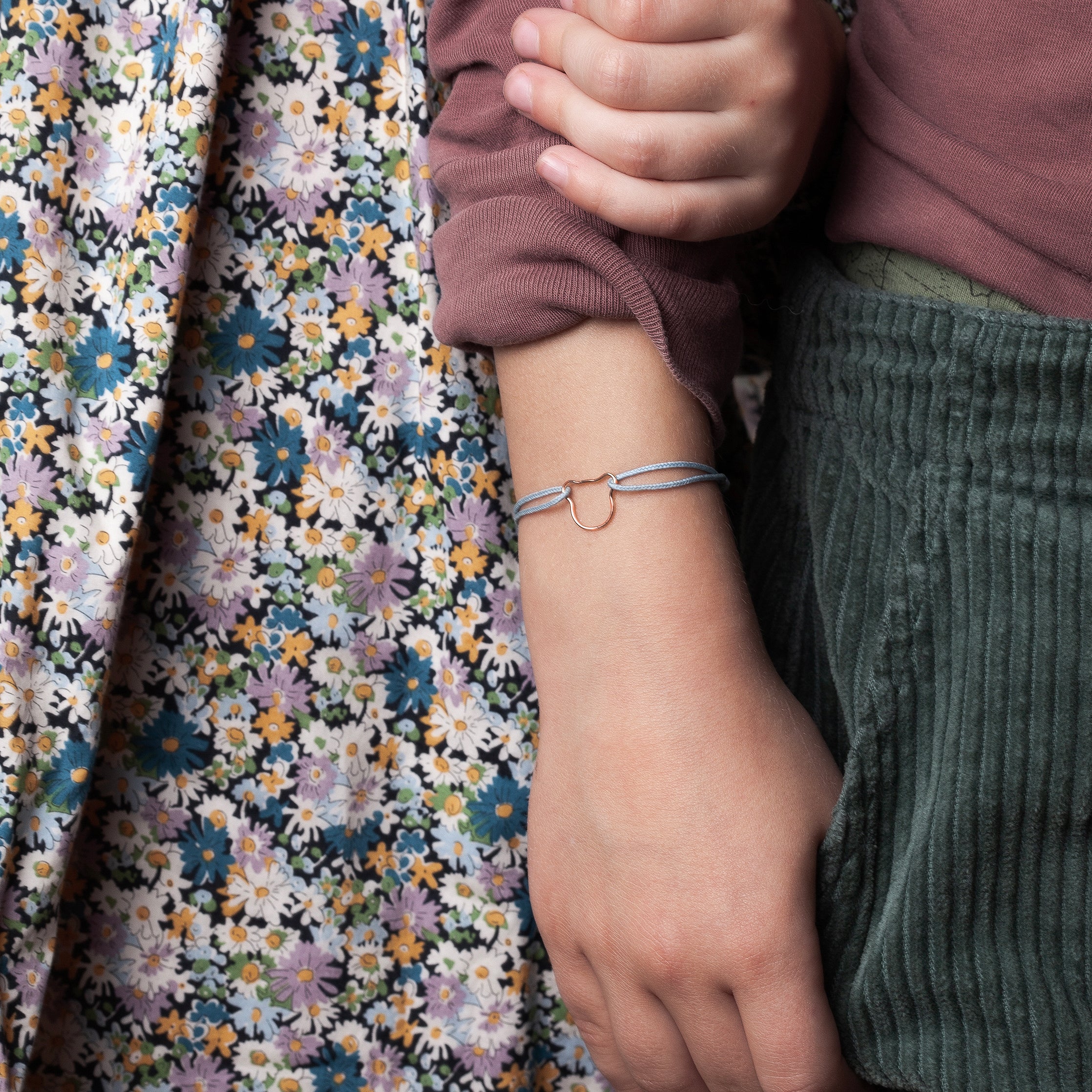 Bracelet Cordon Enfant Petit Ourson - or rose 750/1000