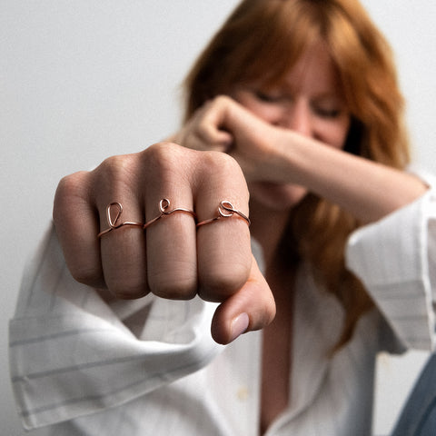 alternate image of Original Initial Ring - 14k rose gold filled