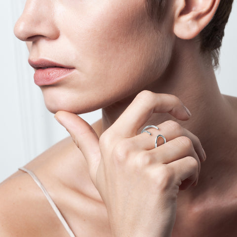 alternate image of L Outline Ring - silver