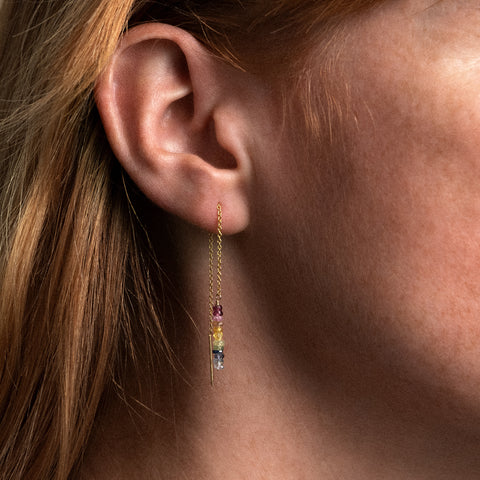 alternate image of Single Nonza Chain Earring - rainbow sapphire