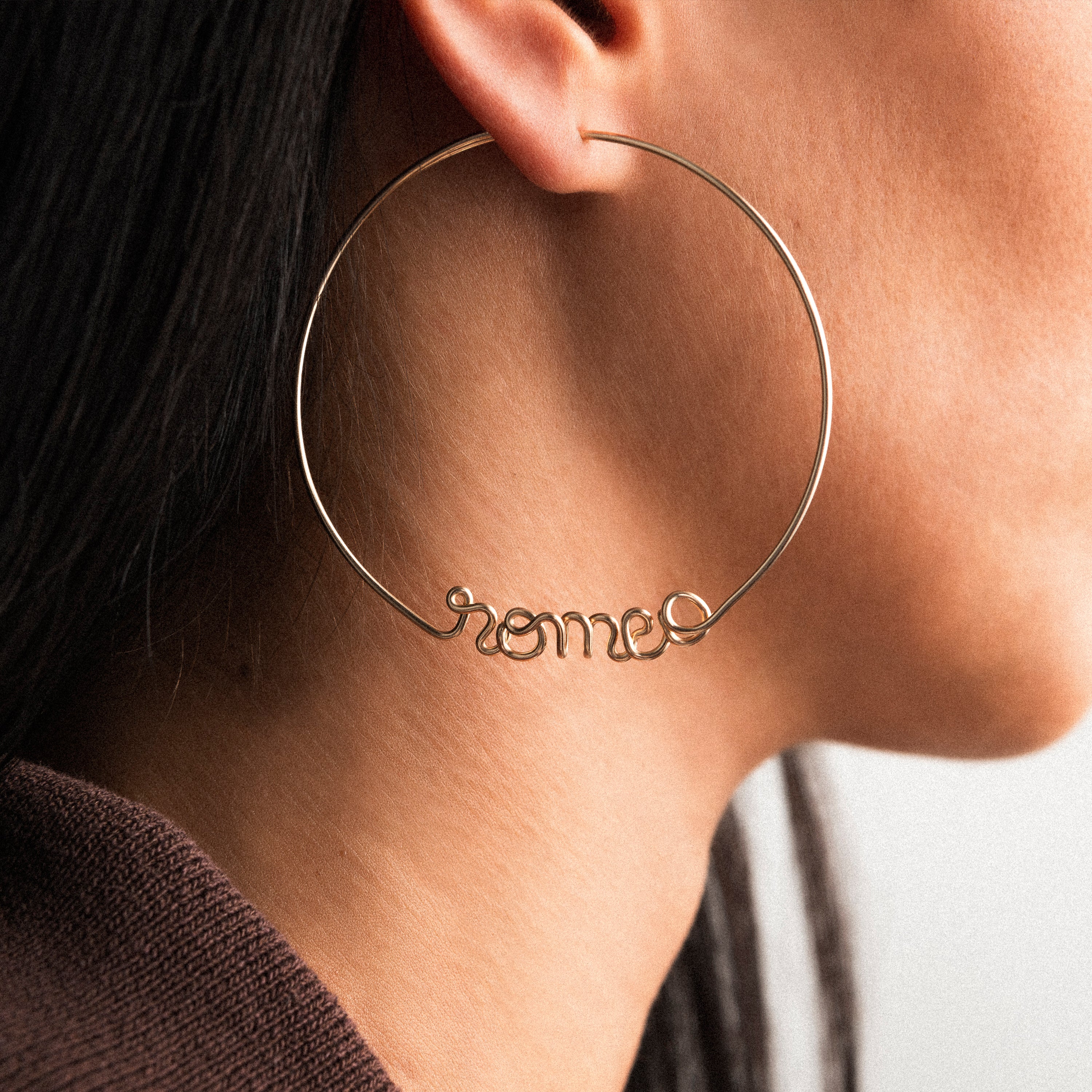 Boucles d'Oreilles Créoles Originale Personnalisées - or jaune laminé