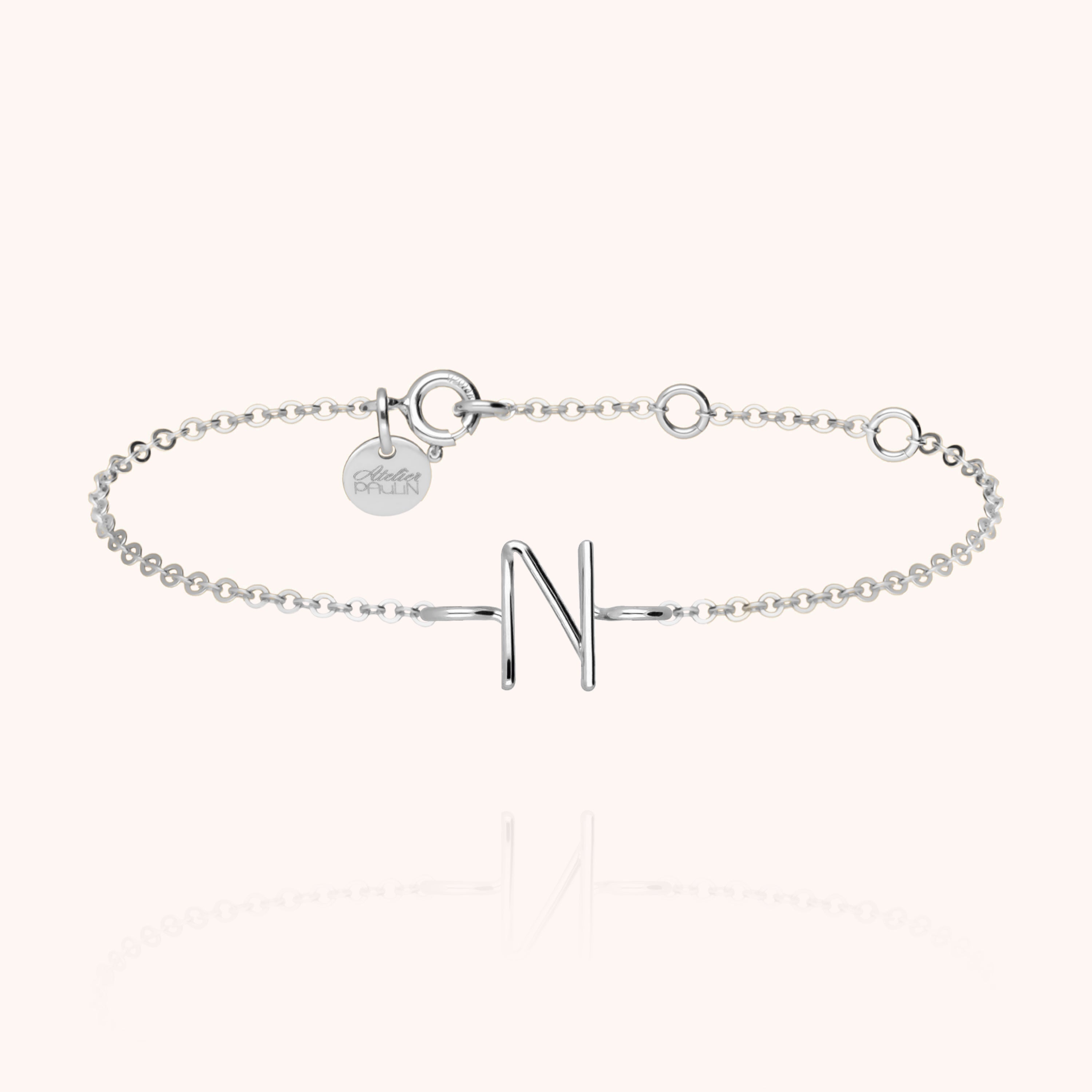 Bracelet Chaîne Initiale en or blanc 18K — expédition sécurisée Paris