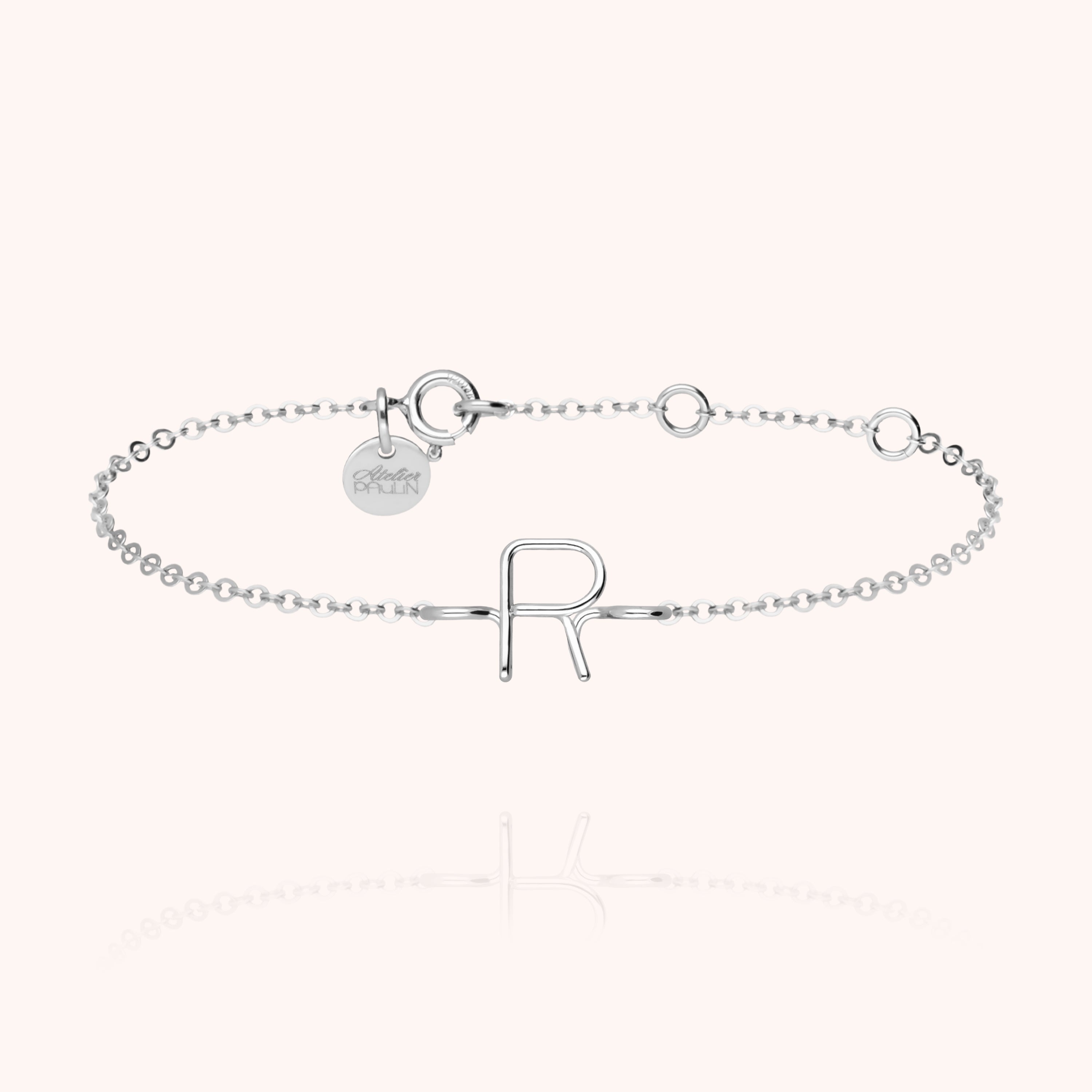 Bracelet Chaîne Initiale en or blanc 18K — bracelet personnalisable Atelier Paulin