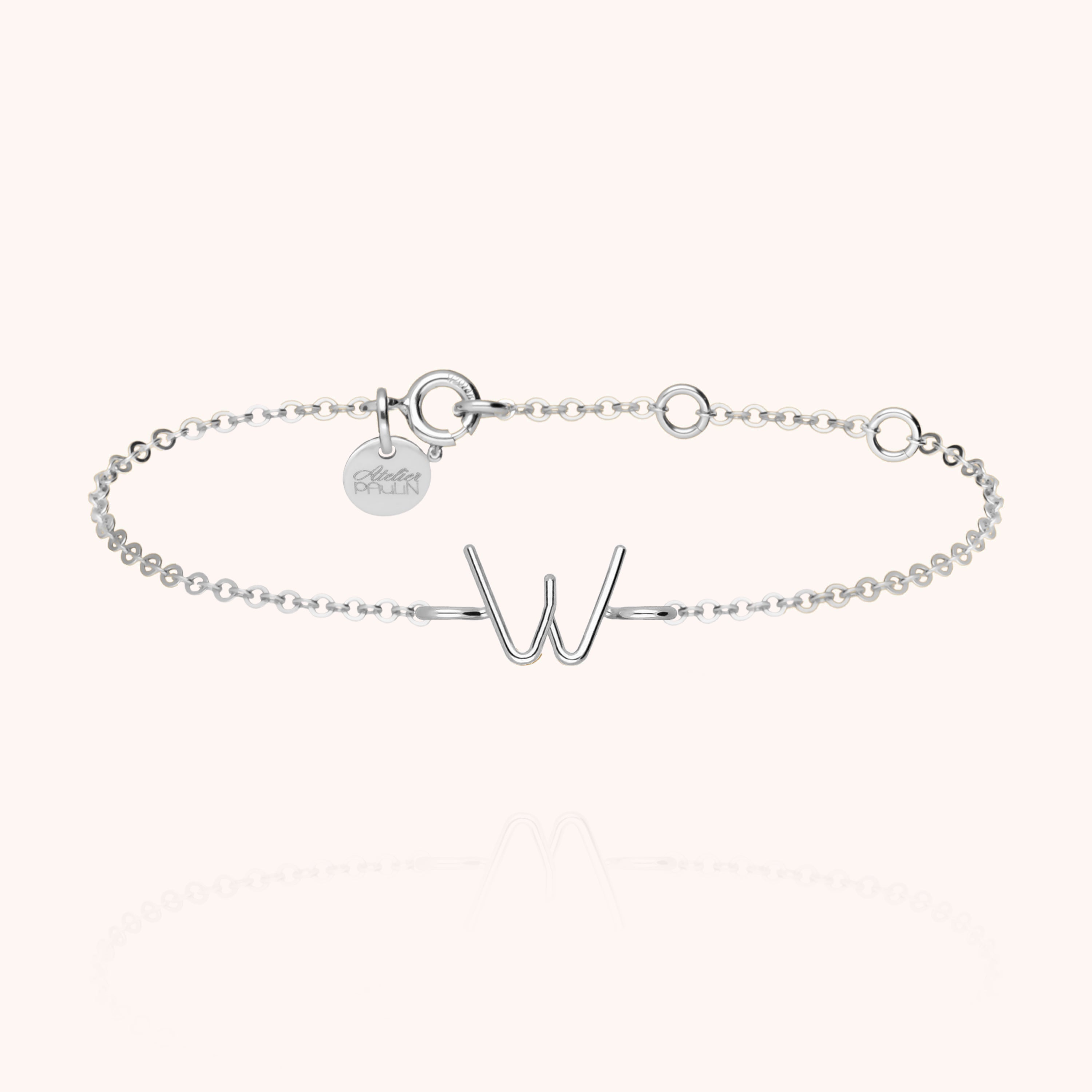 Bracelet Chaîne Initiale en or blanc 18K — bracelet personnalisable Atelier Paulin