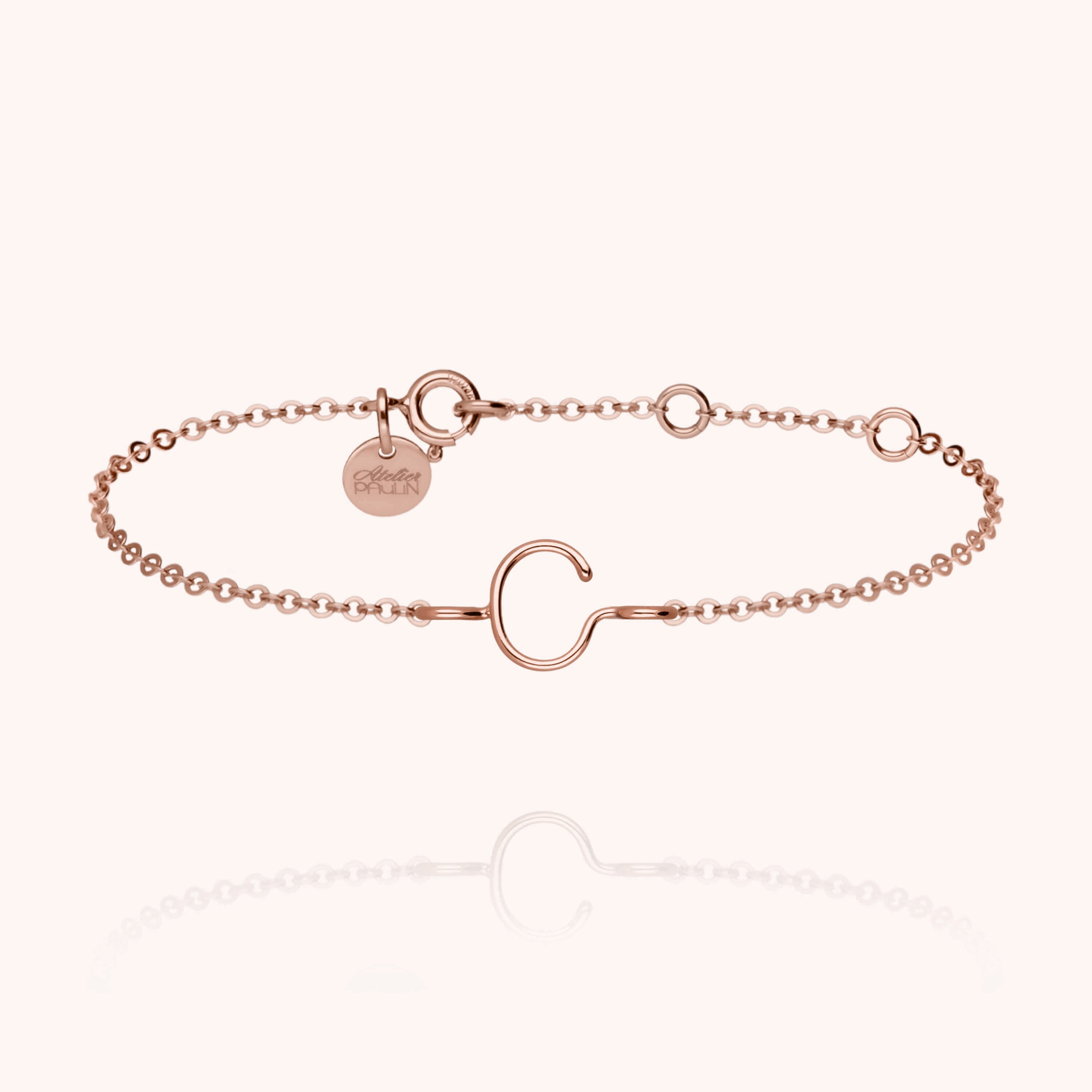 Bracelet Chaîne Initiale en or rose 18K — bijou durable garanti à vie