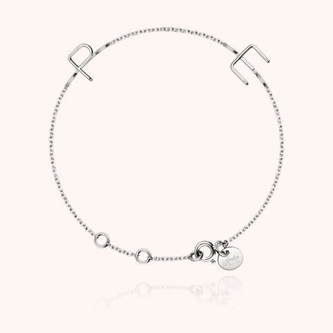 alternate image of Initials Duo Chain Bracelet - 18k white gold