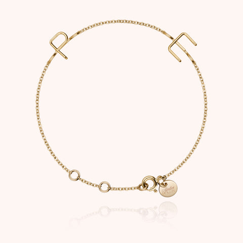 alternate image of Initials Duo Chain Bracelet - 18k yellow gold