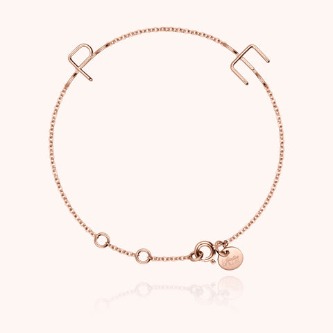 alternate image of Initials Duo Chain Bracelet - 18k rose gold